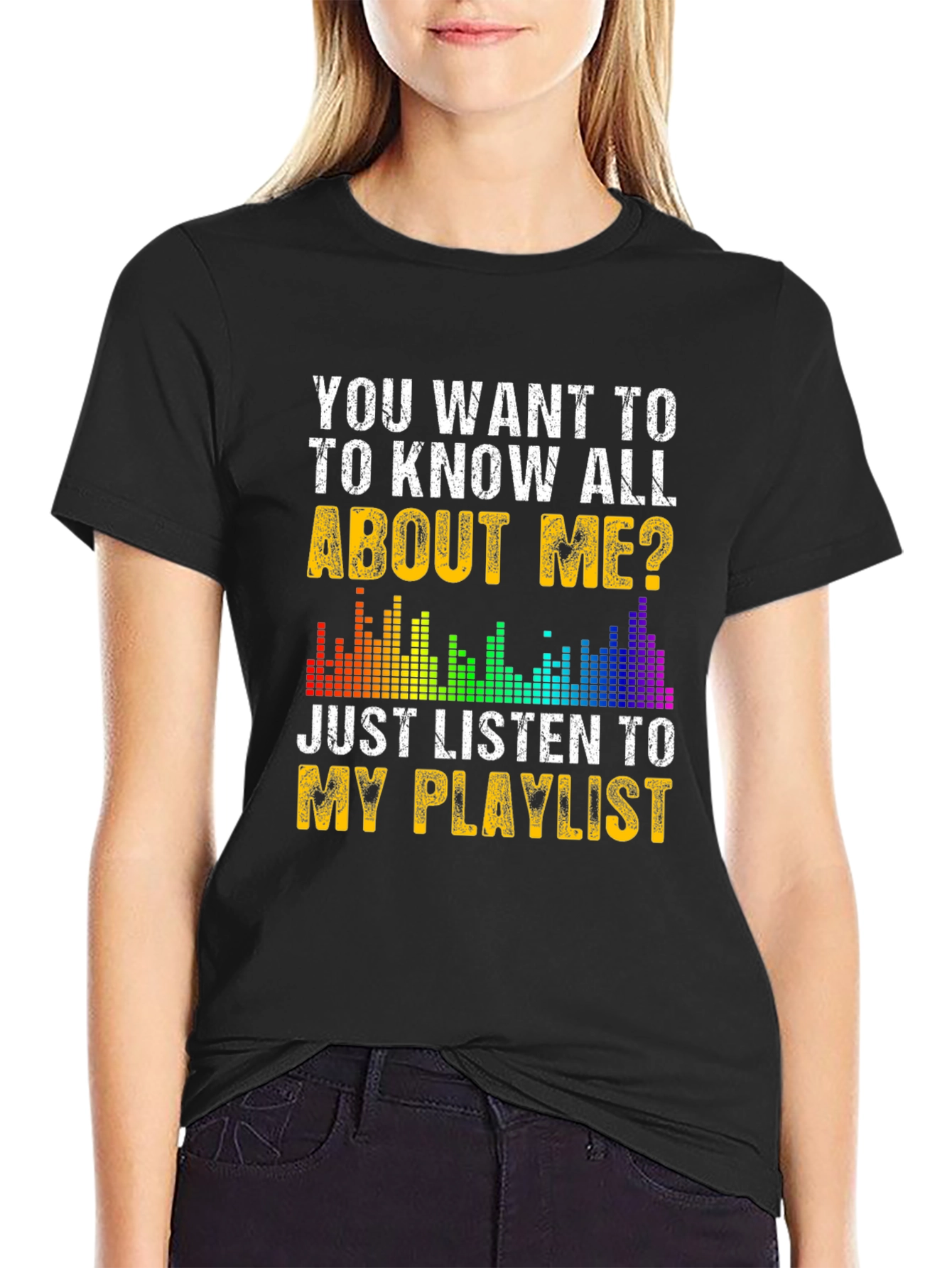 Black Listen to My Playlist Graphic Tee view 2
