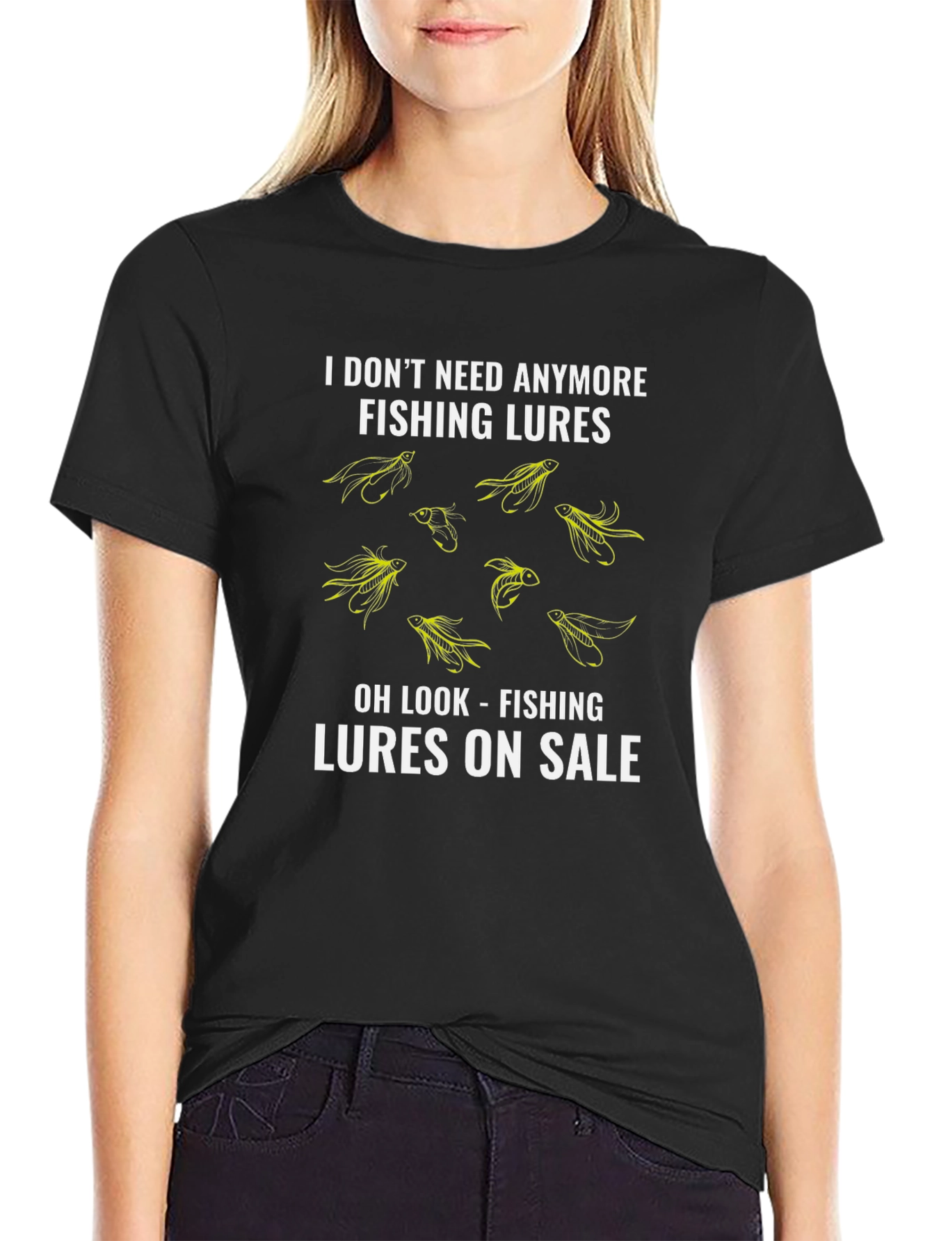 Black Fishing Lures T-Shirt - Funny Fisherman Tee view 2