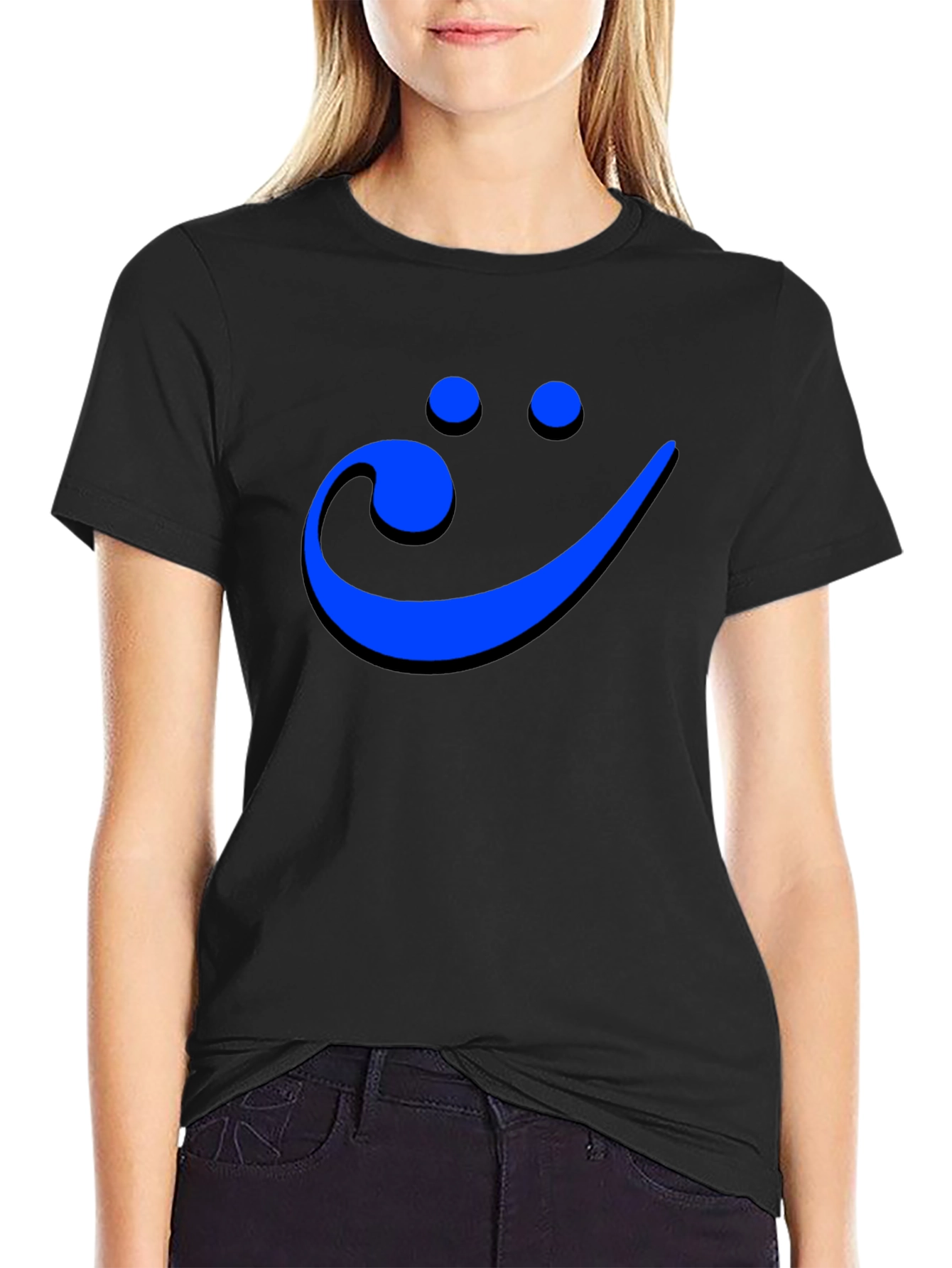 Black Smiley Face Musical Note Men's Graphic Tee view 2