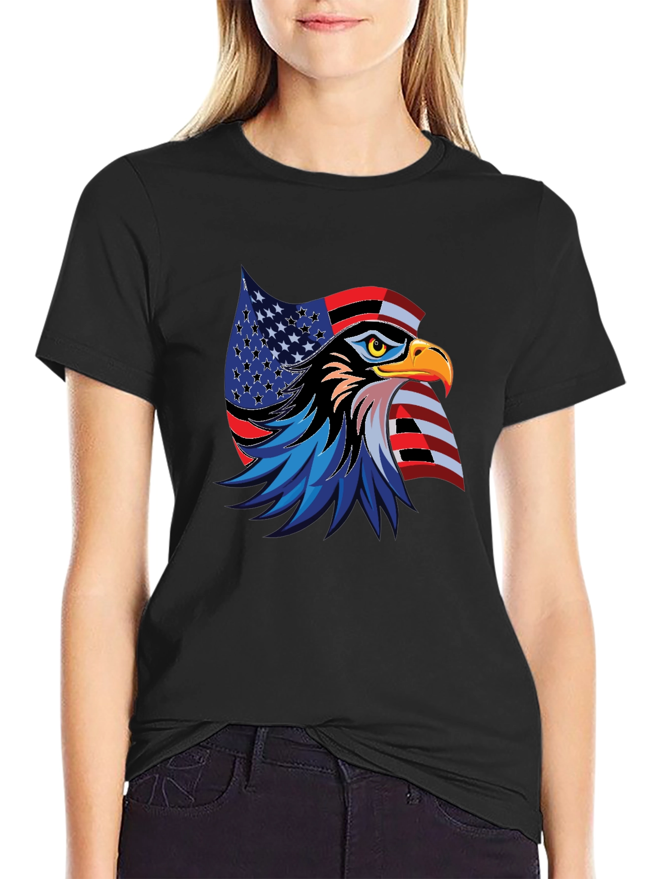 Black Patriotic Eagle Graphic T-Shirt view 2