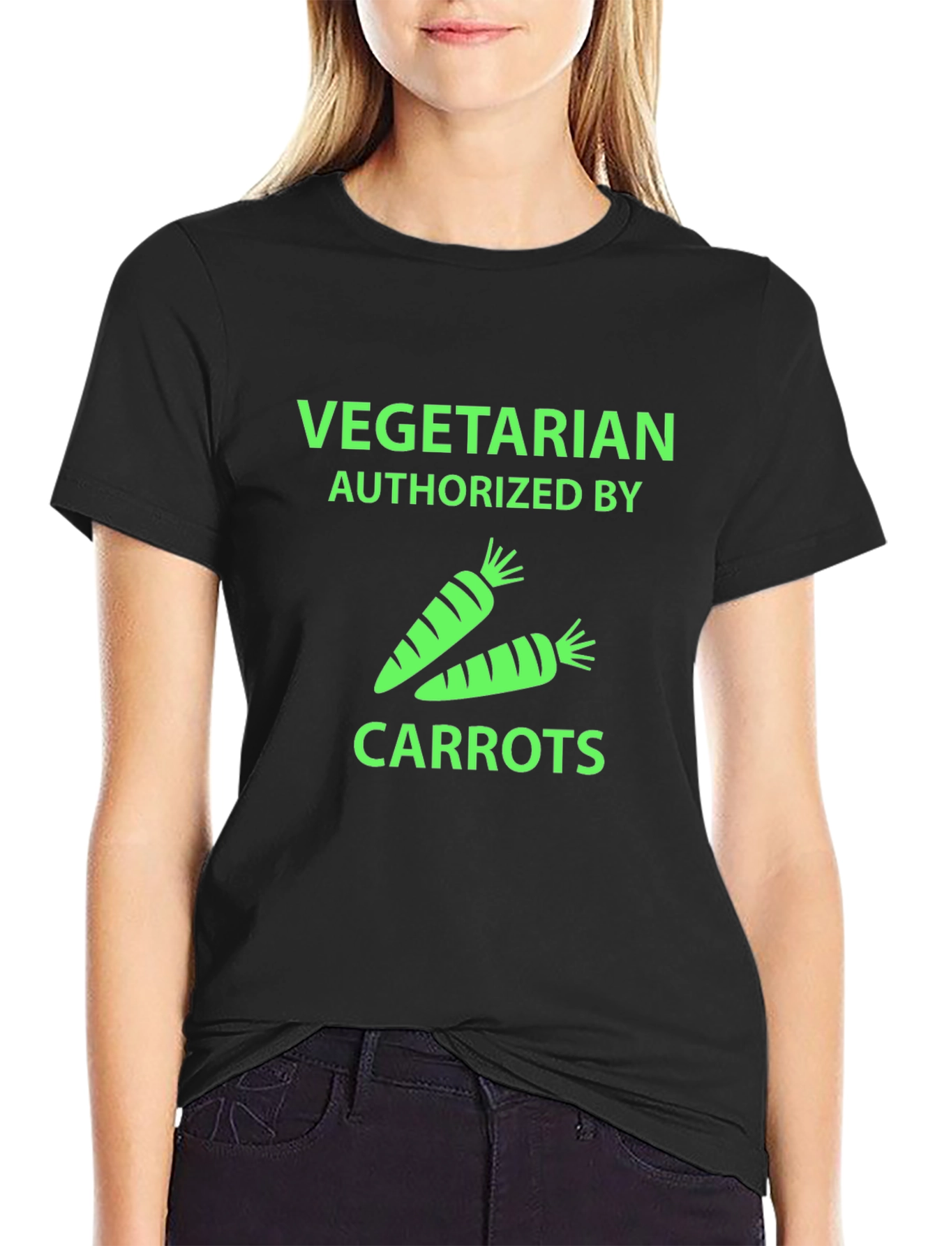 Black Vegetarian Approved Carrot Graphic T-Shirt view 2
