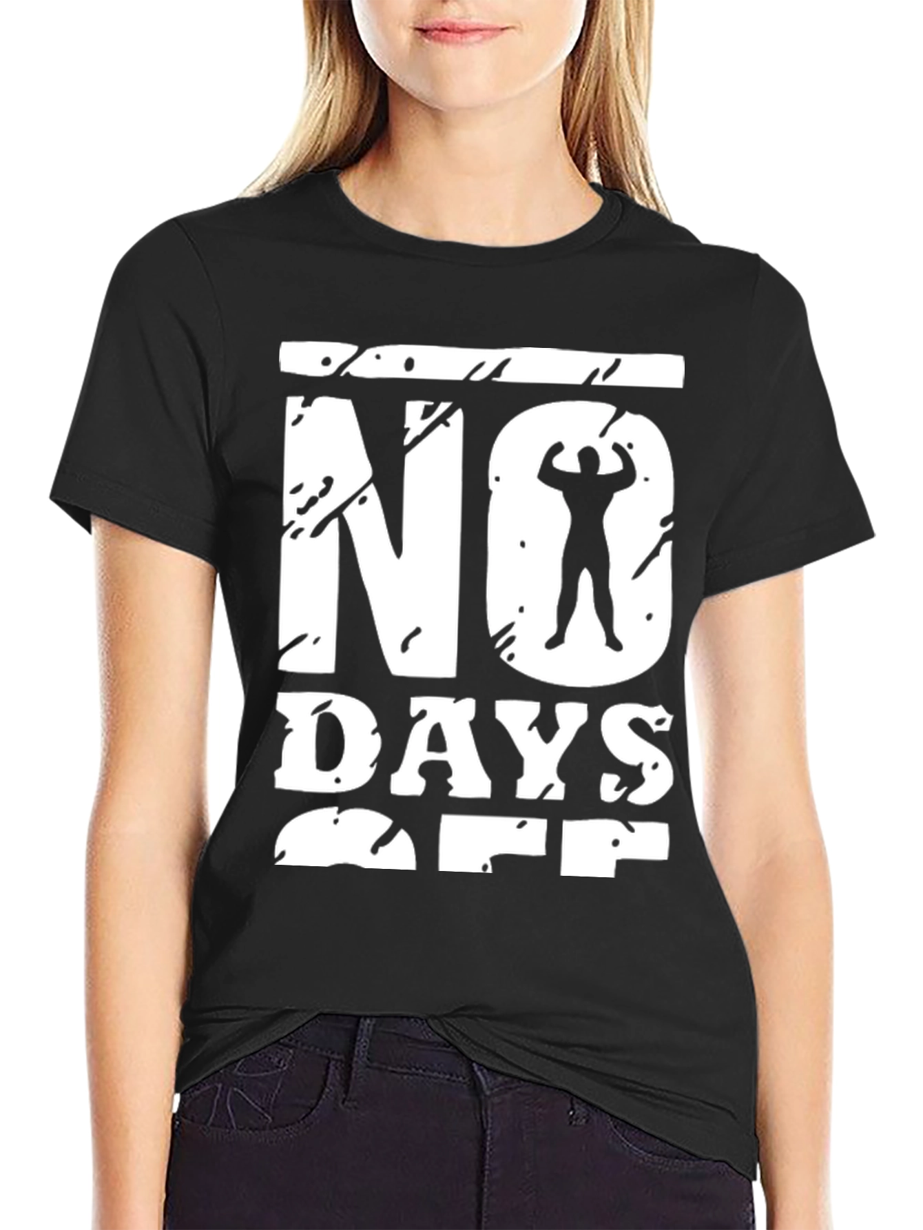 Black No Days Off Graphic T-Shirt, Black view 2