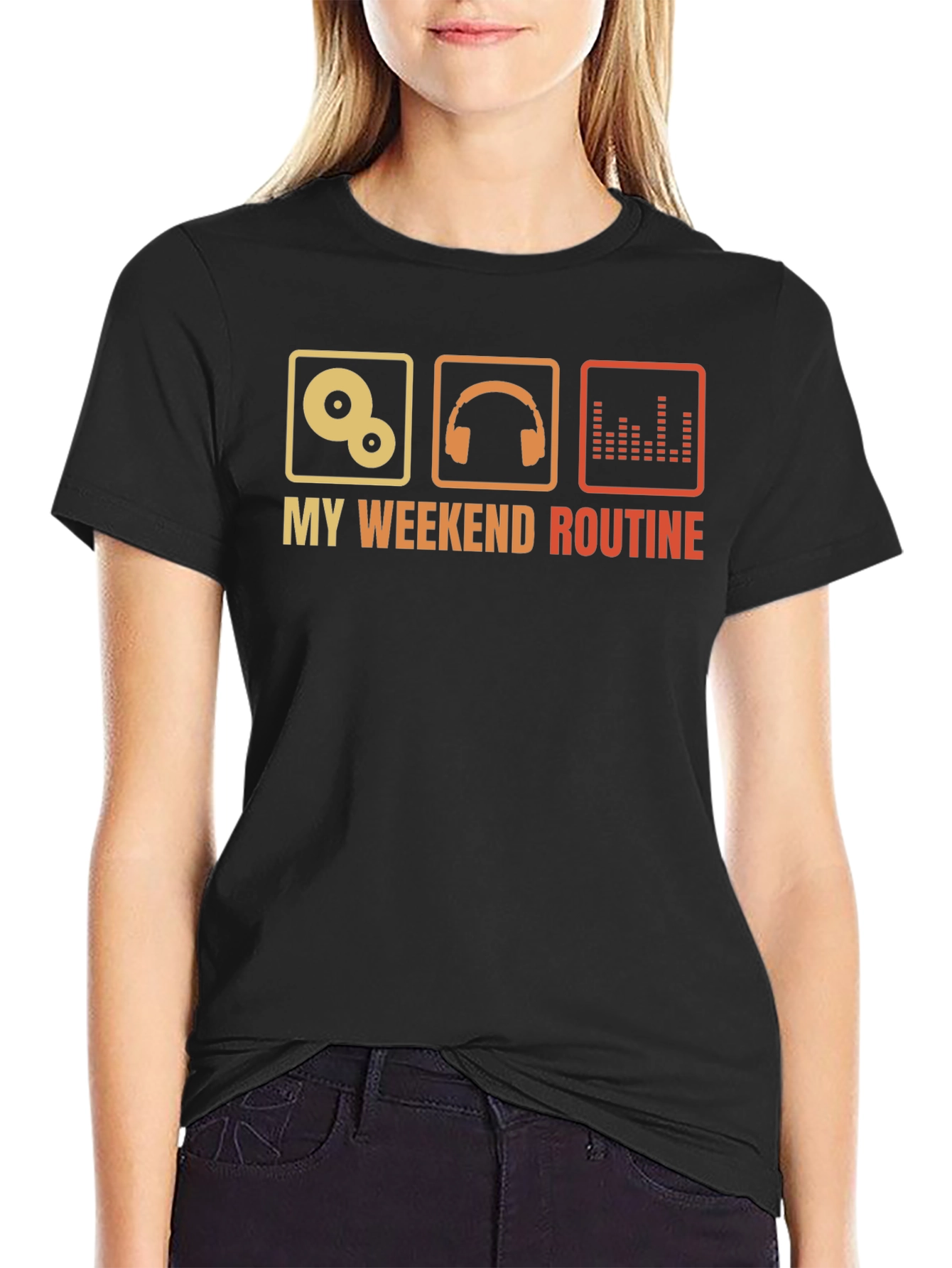Black My Weekend Routine Graphic Tee view 2