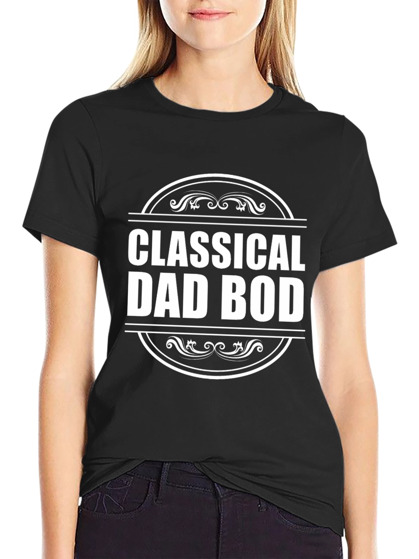 Black Classical Dad Bod Graphic Tee - Black view 2