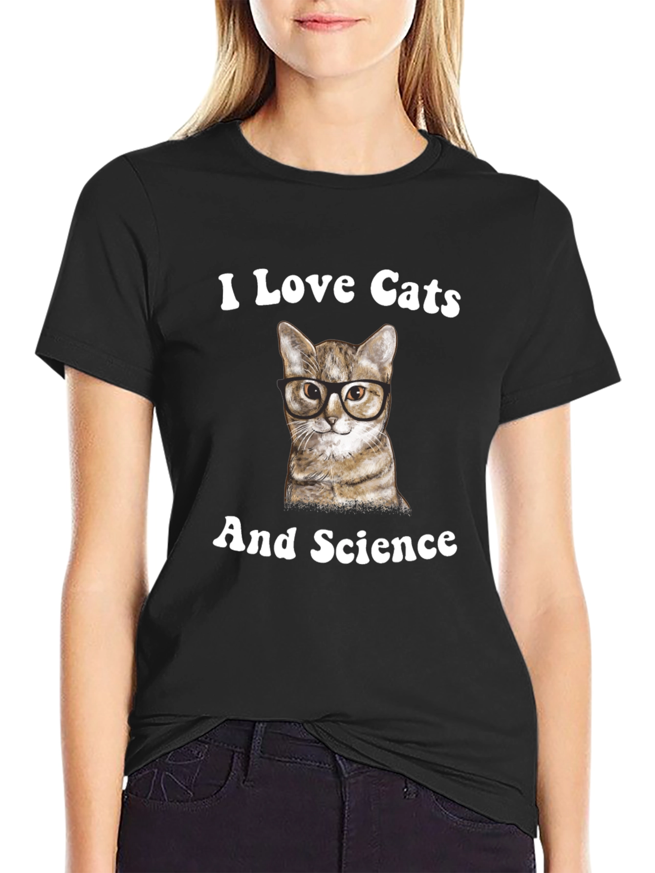 Black I Love Cats And Science T-Shirt view 2