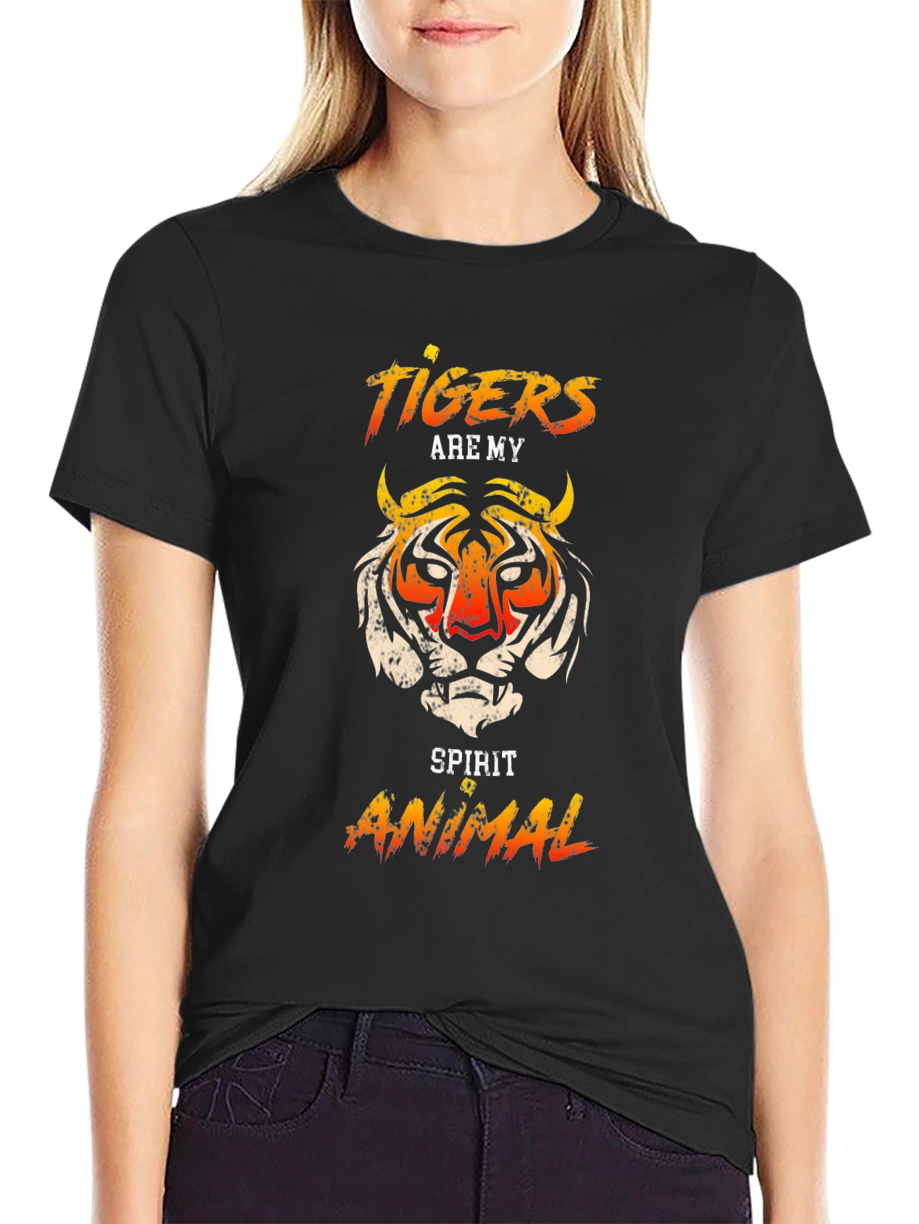 Black Tiger Spirit Animal Graphic T-Shirt view 2