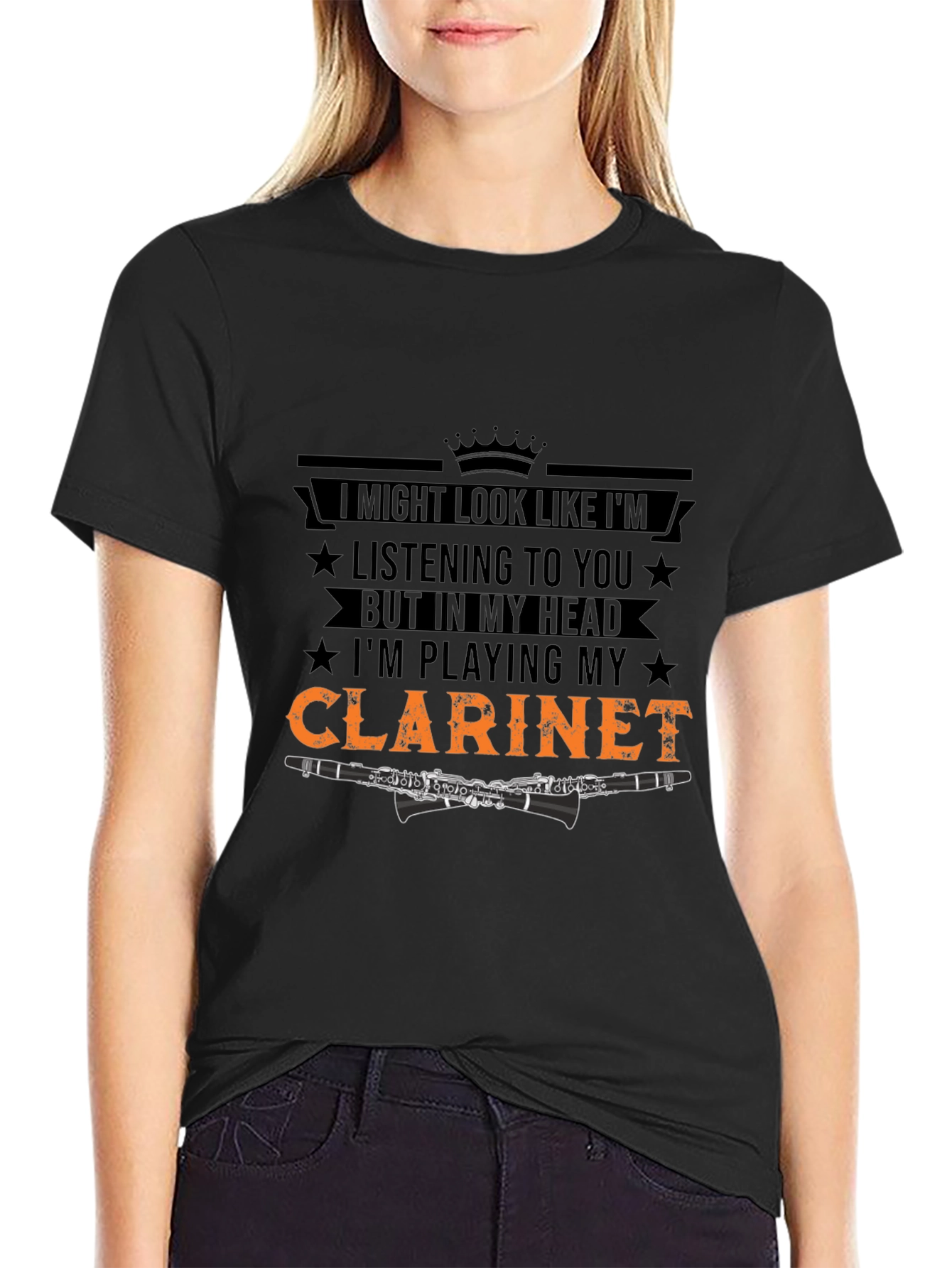 Black Clarinet Player Novelty T-Shirt view 2