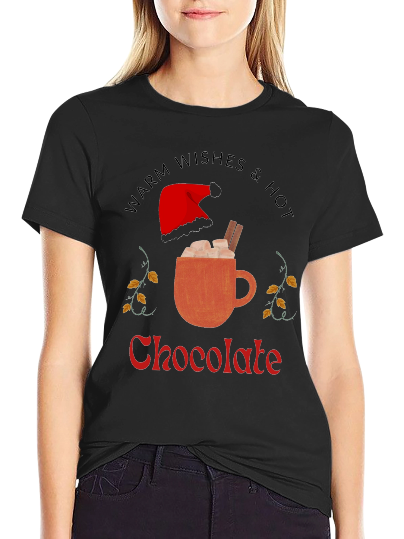 Black Warm Wishes & Hot Chocolate Graphic Tee view 2
