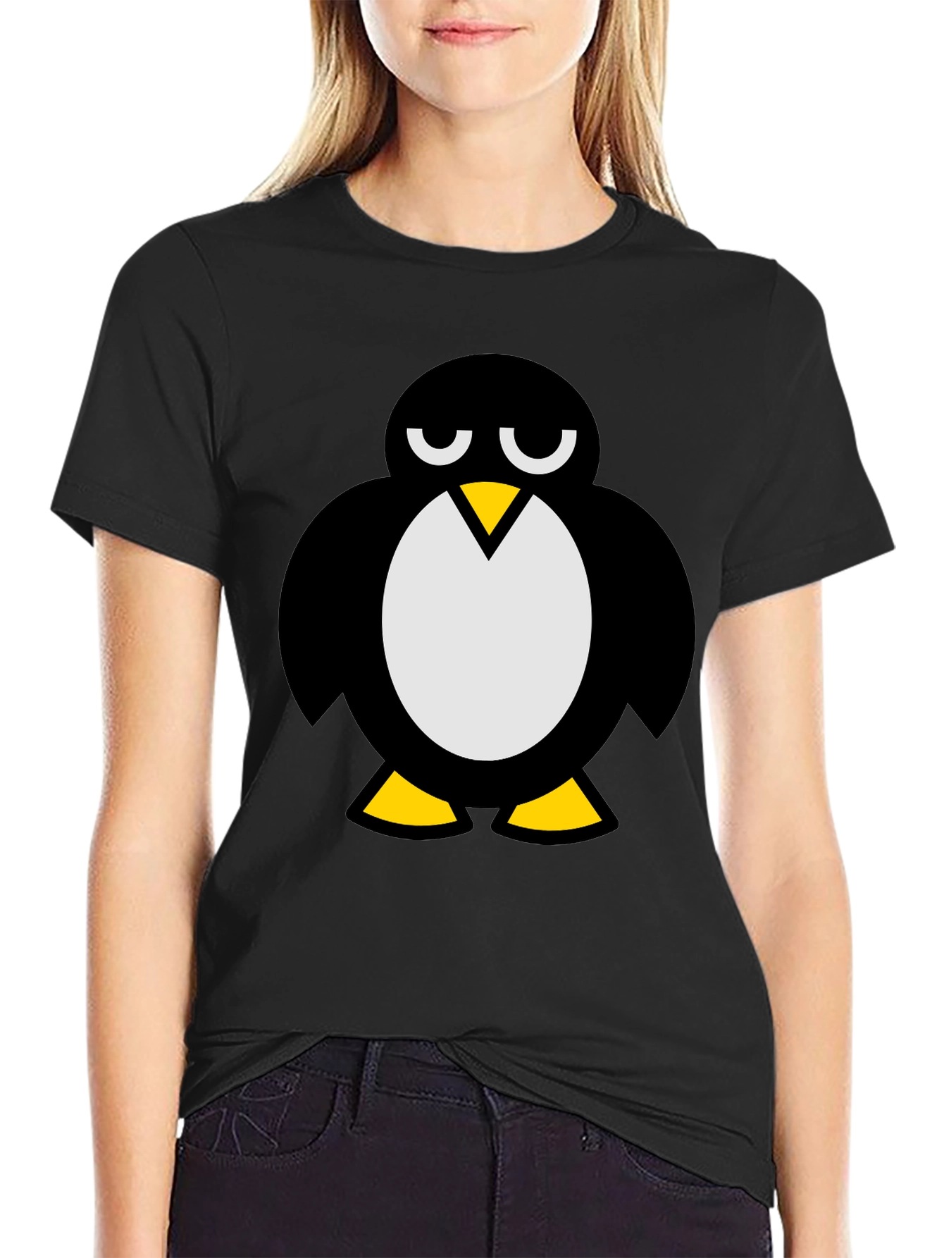 Black Cool Penguin Graphic T-Shirt - Black view 2
