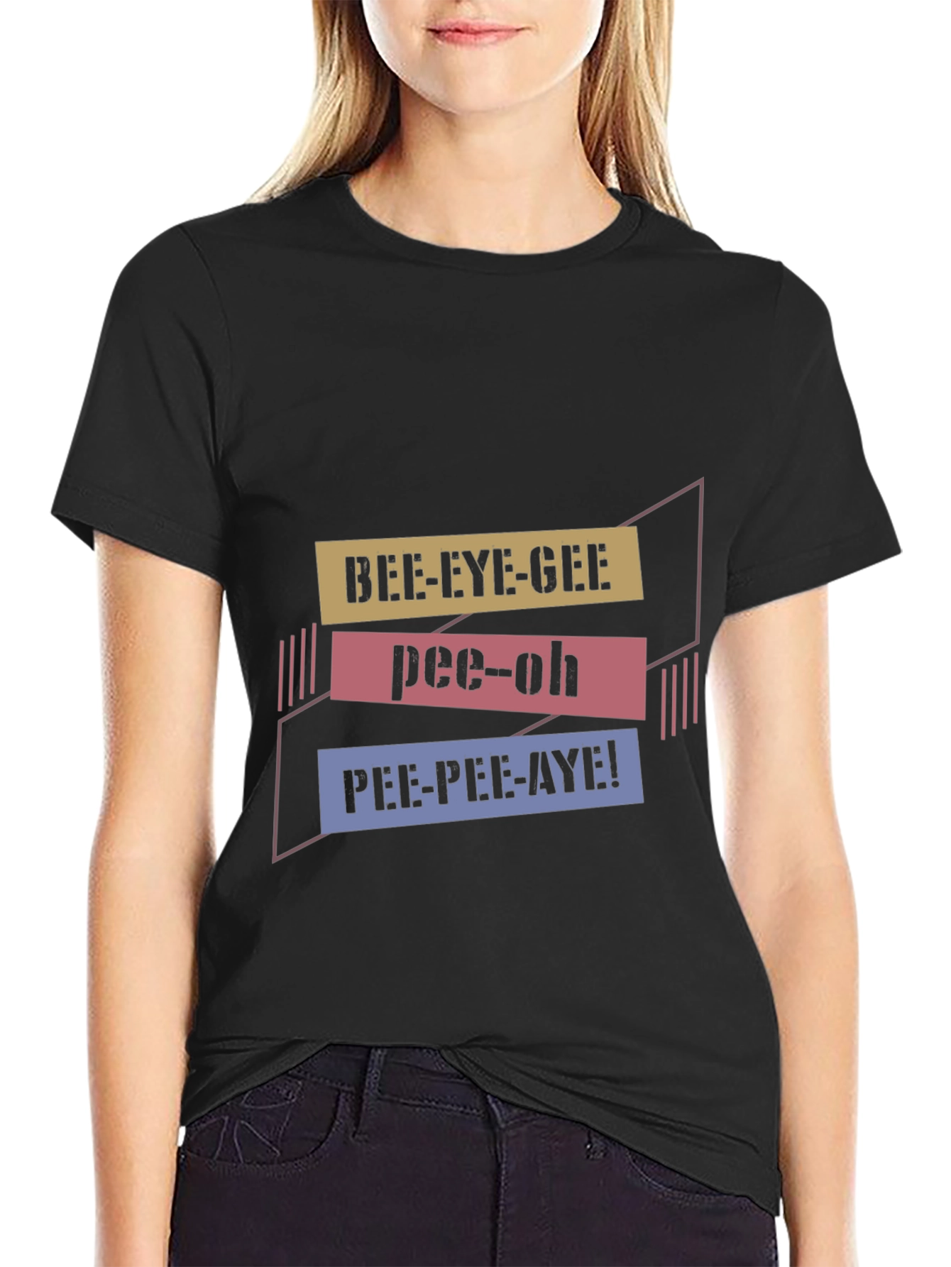 Black Bee-Eye-Gee Pee-Oh PEE-PEE-AYE! Black T-Shirt view 2