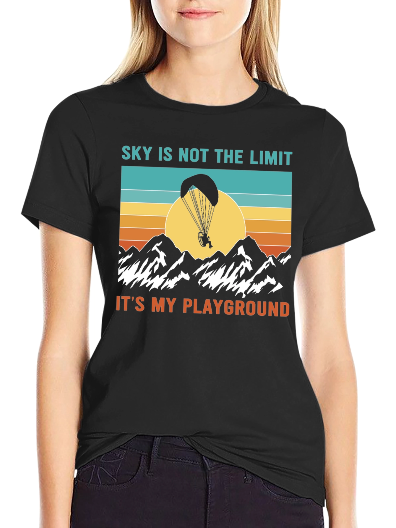 Black Sky is Not the Limit T-Shirt - Paragliding Tee view 2