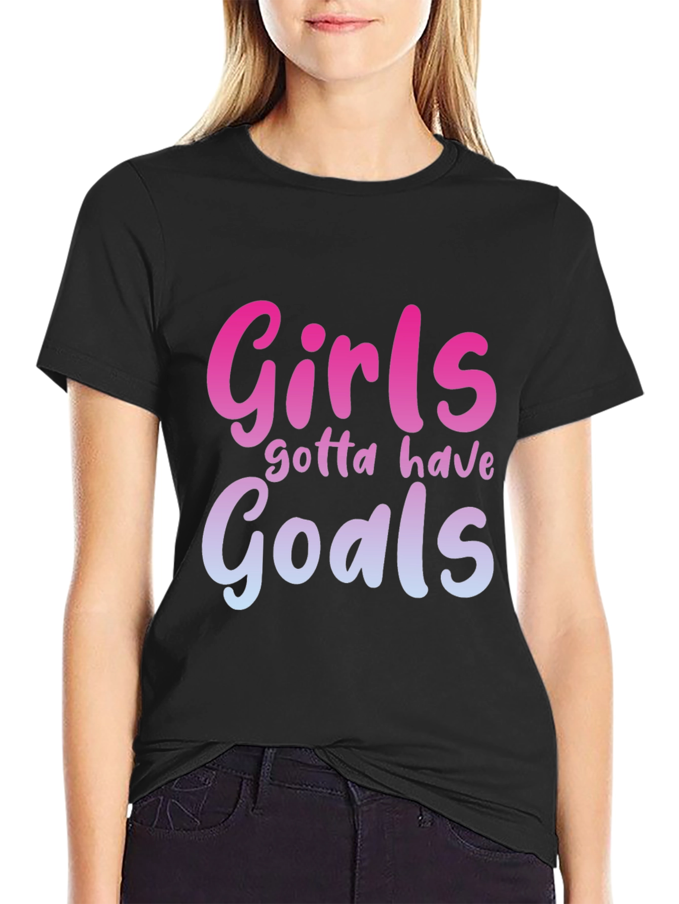 Black Girls Gotta Have Goals Graphic Tee - Black view 2