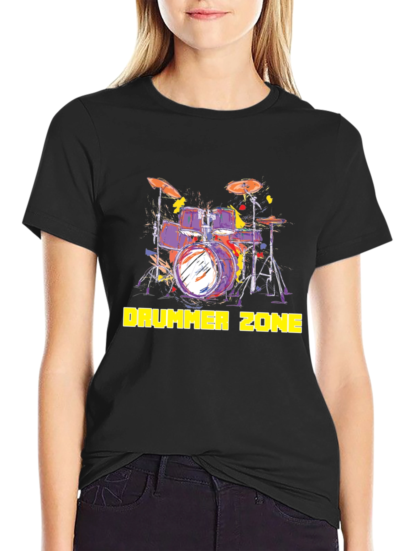 Black Drummer Zone Black Tee Shirt view 2