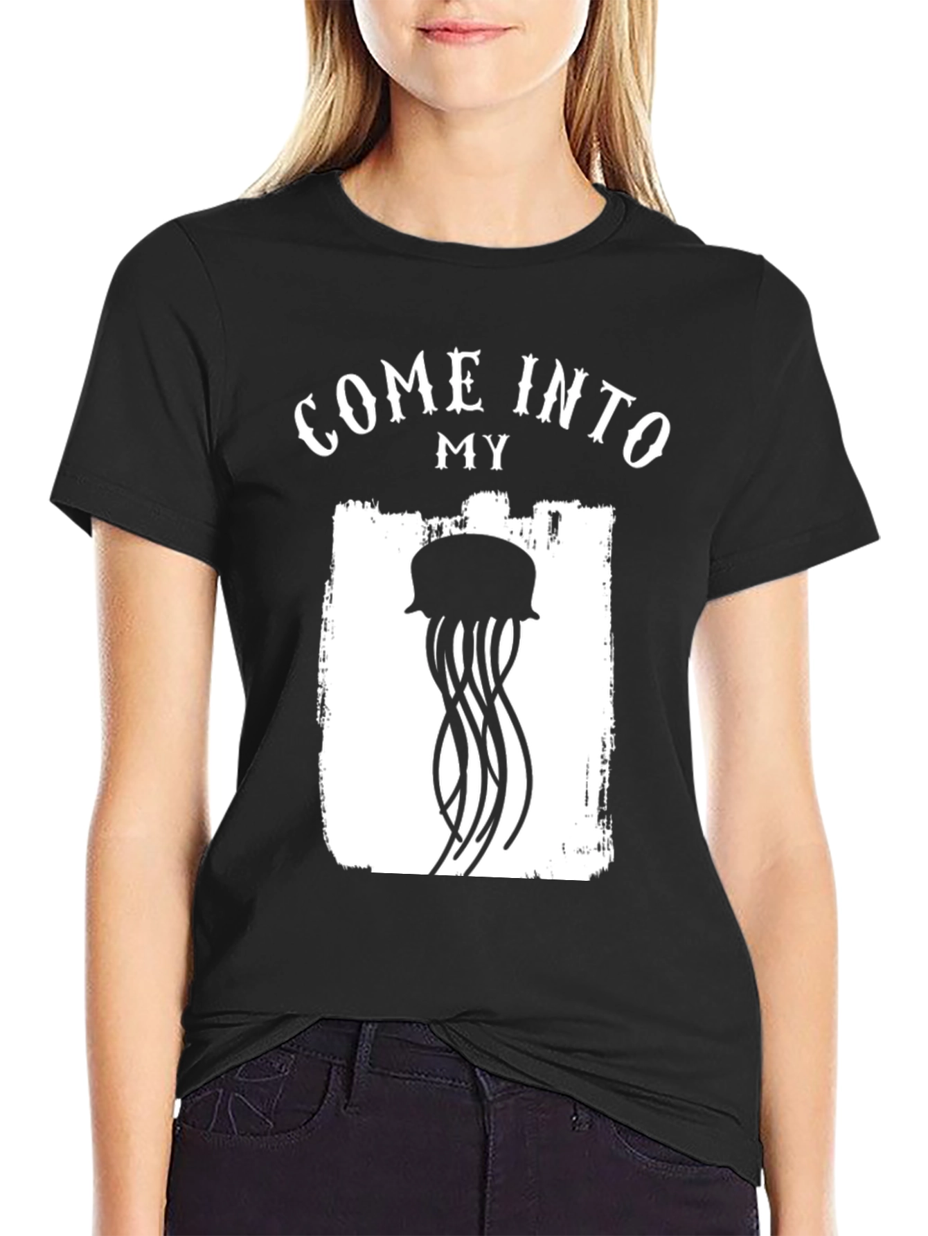 Black Come Into My Jellyfish T-Shirt view 2