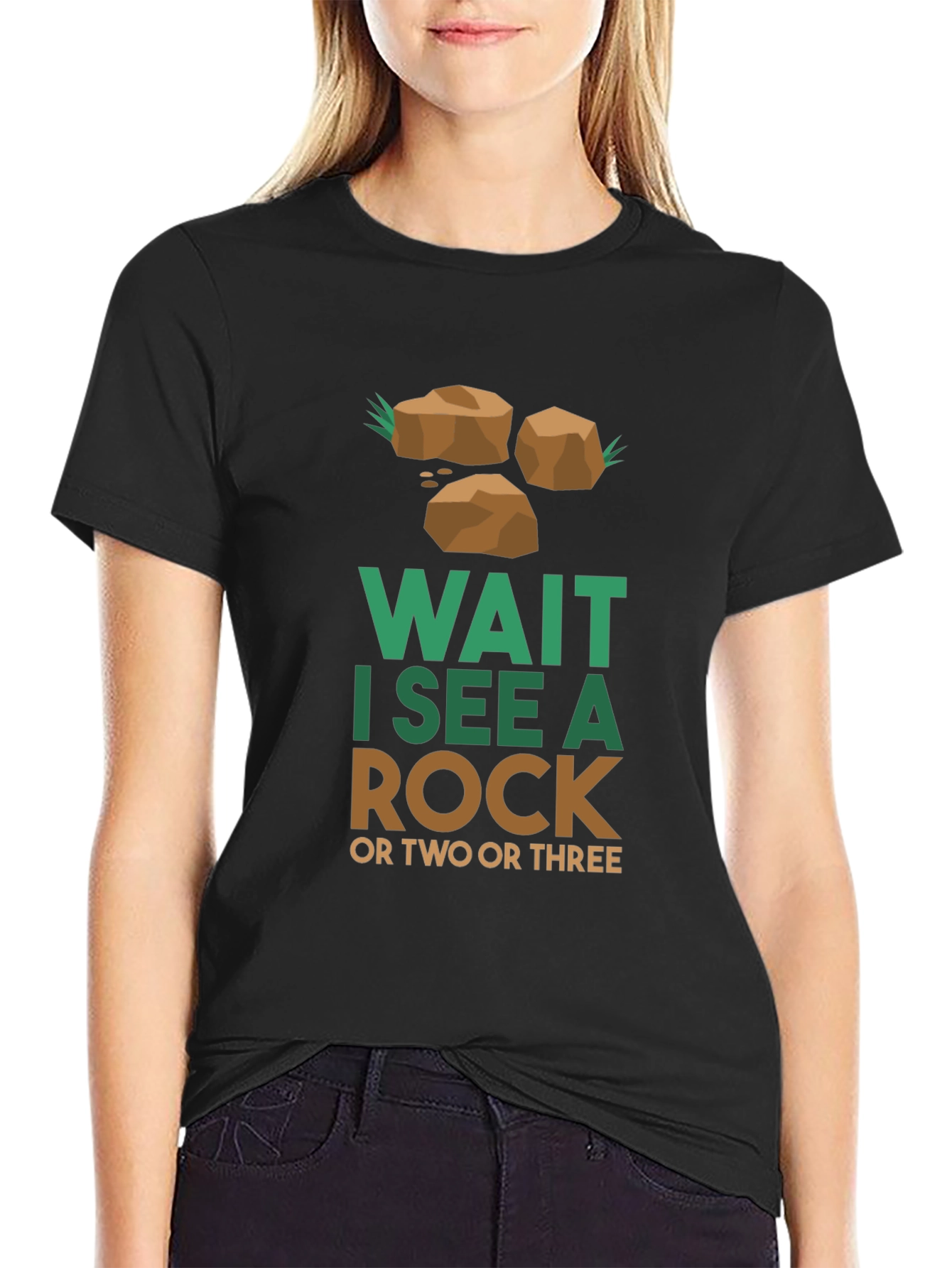 Black Wait I See a Rock T-Shirt view 2