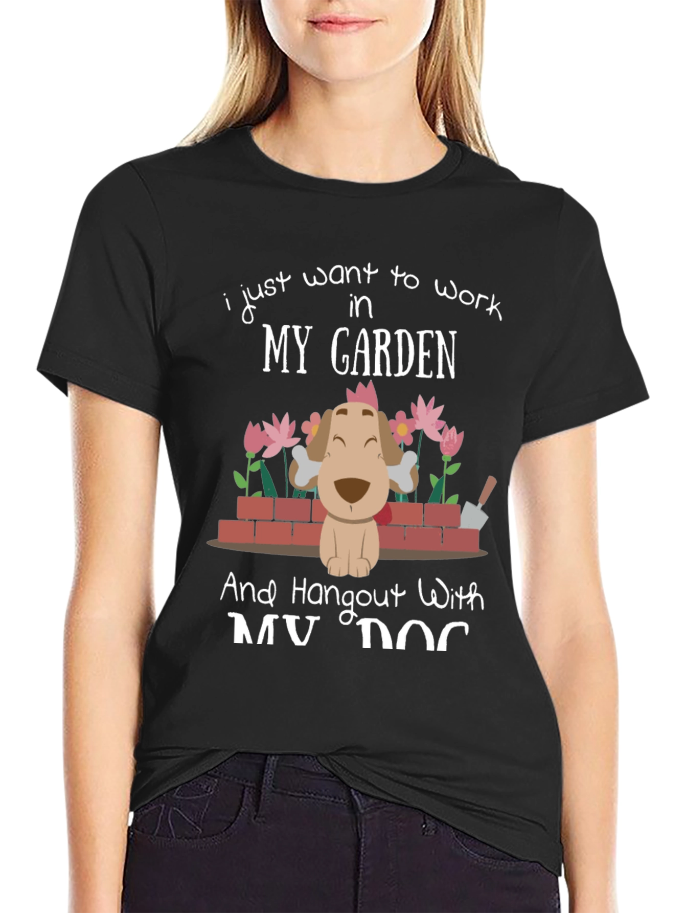 Black Garden & Dog T-Shirt view 2