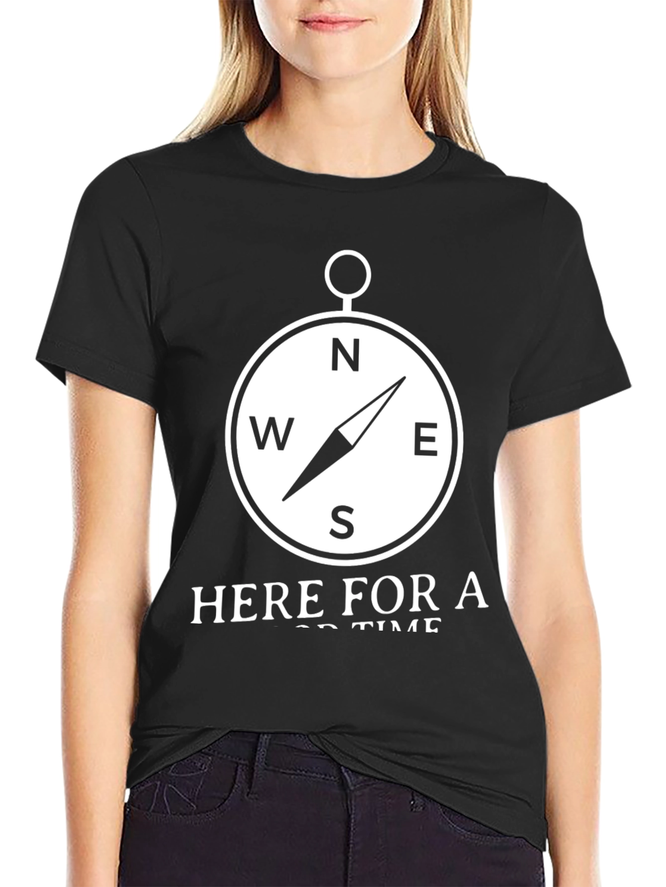 Black Compass Graphic T-Shirt - Here for a Good Time view 2