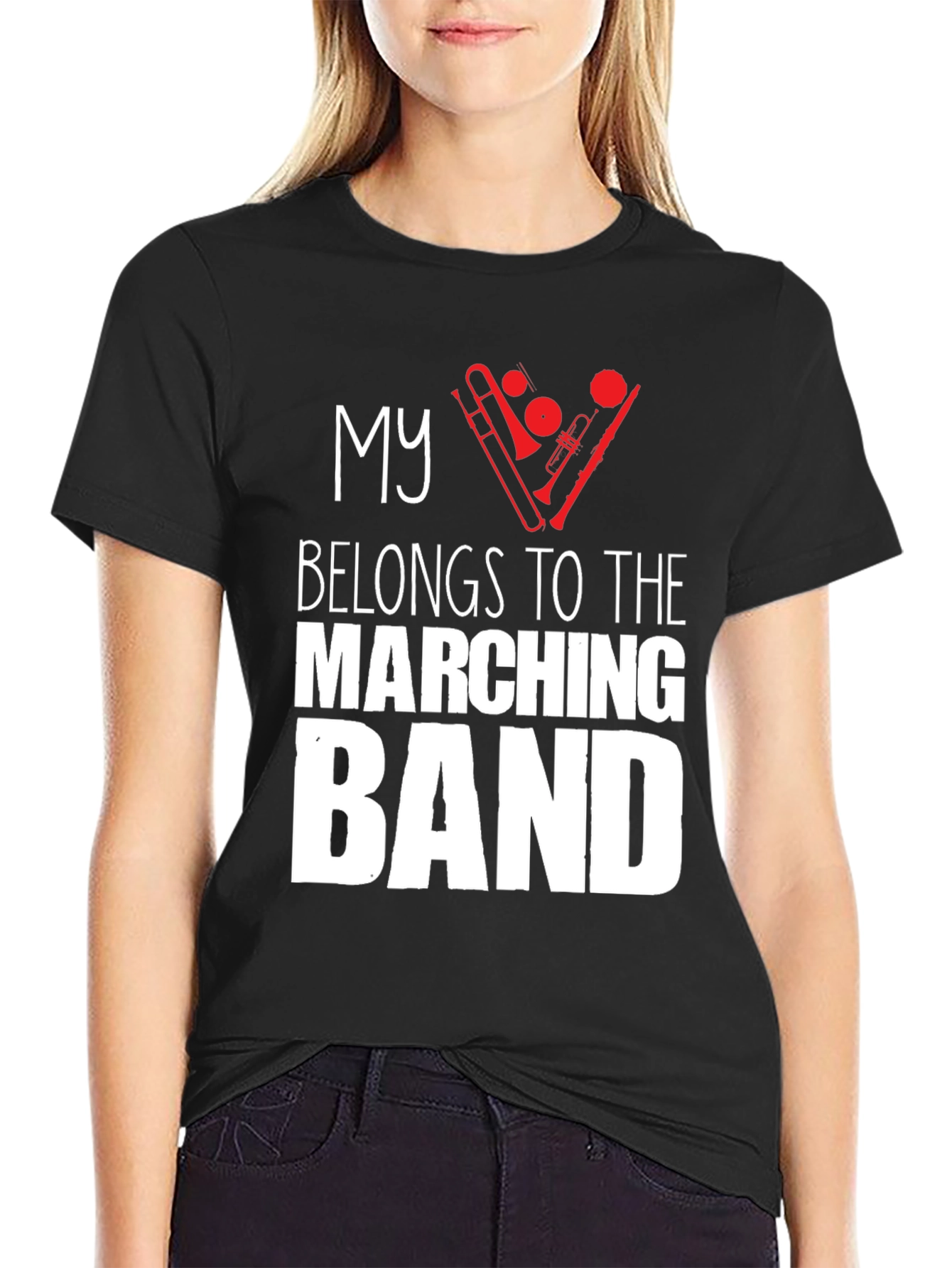 Black Marching Band T-Shirt - Black Music Lover Tee view 2