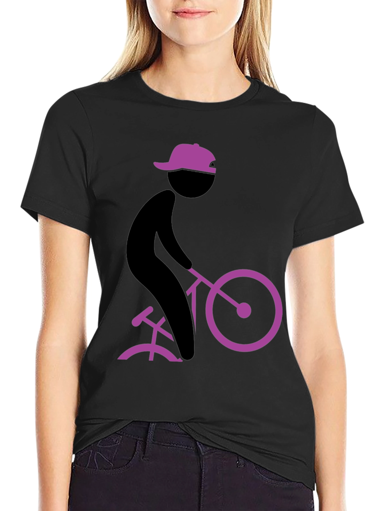 Black Cool Black T-Shirt with Cyclist Graphic view 2