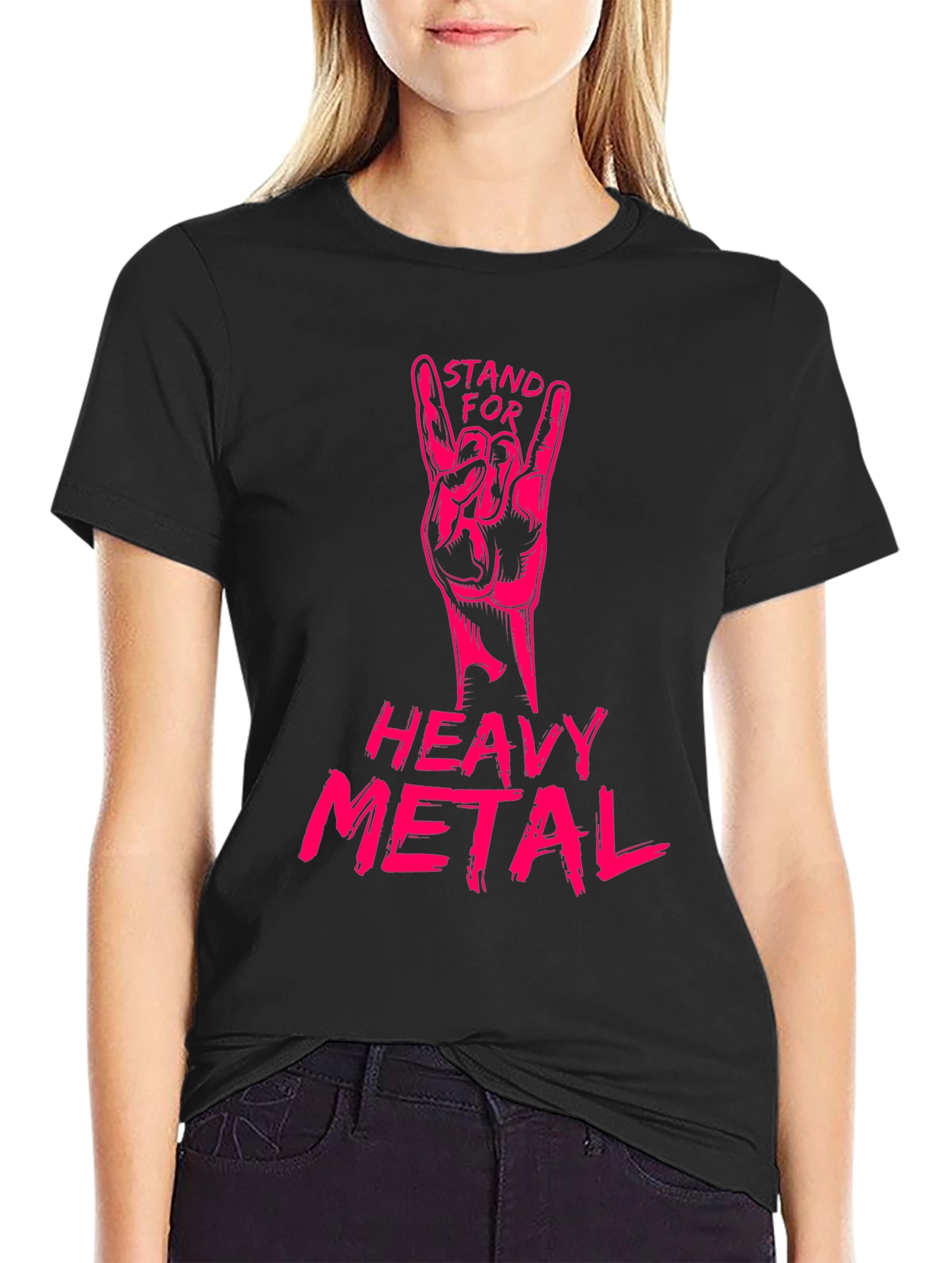 Black Stand for Heavy Metal Graphic T-Shirt view 2