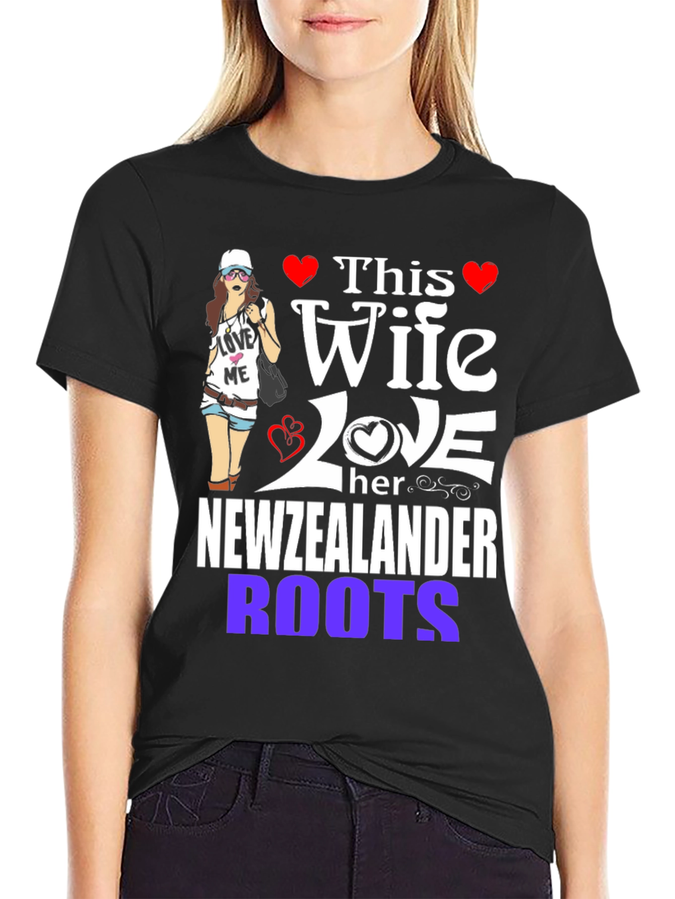 Black New Zealander Wife Novelty T-Shirt view 2