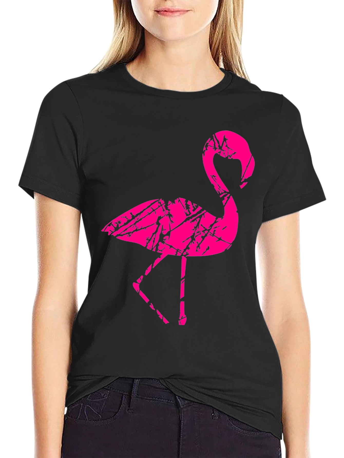 Black Men's Black Flamingo Graphic T-Shirt view 2