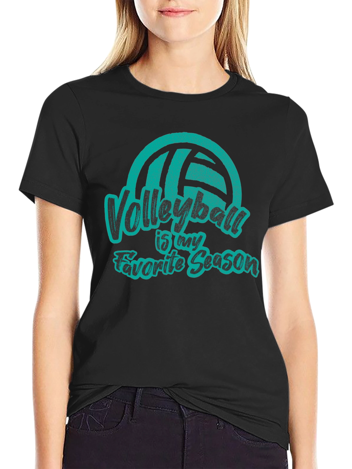 Black Volleyball is My Favorite Season Black T-Shirt view 2