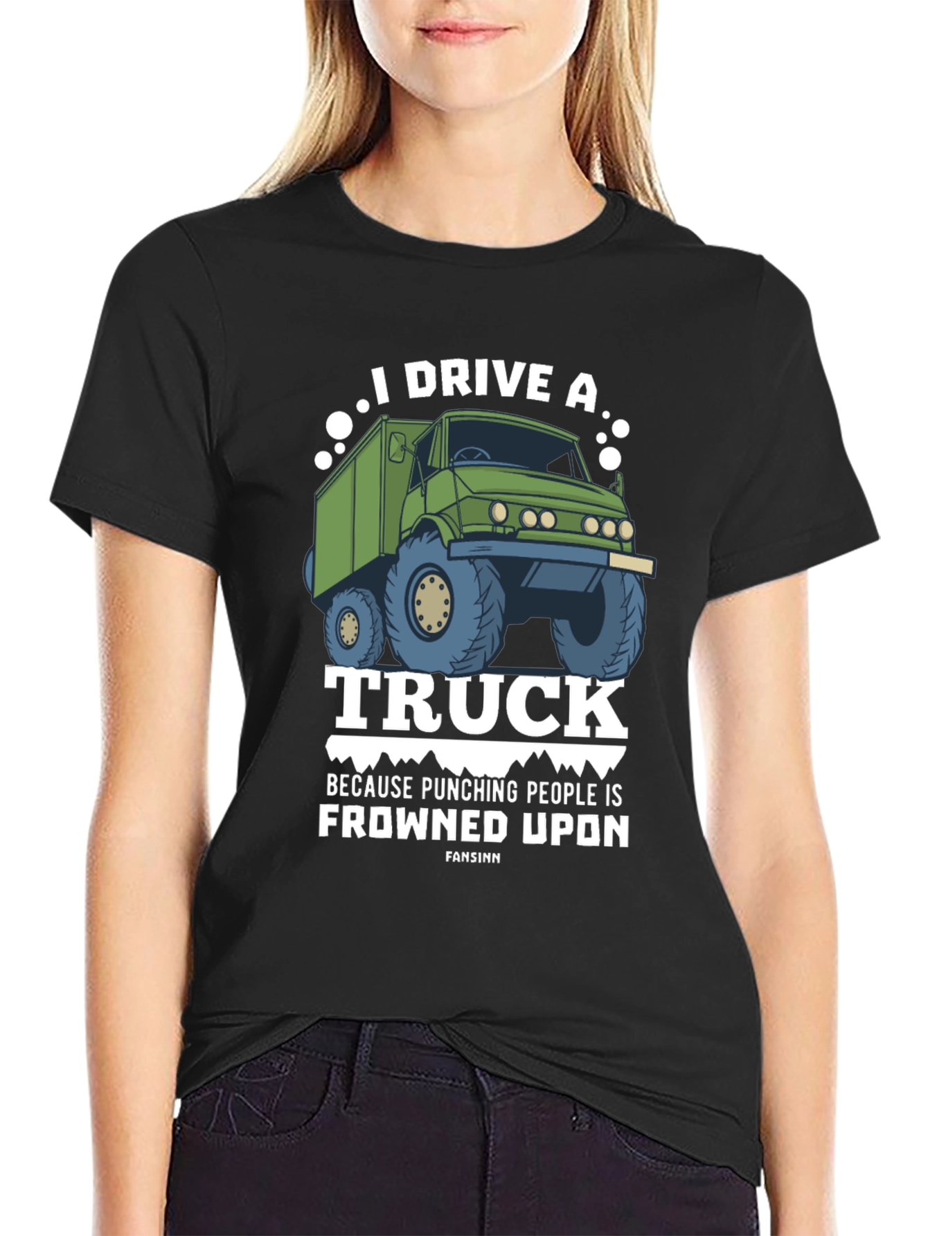 Black I Drive a Truck T-Shirt view 2