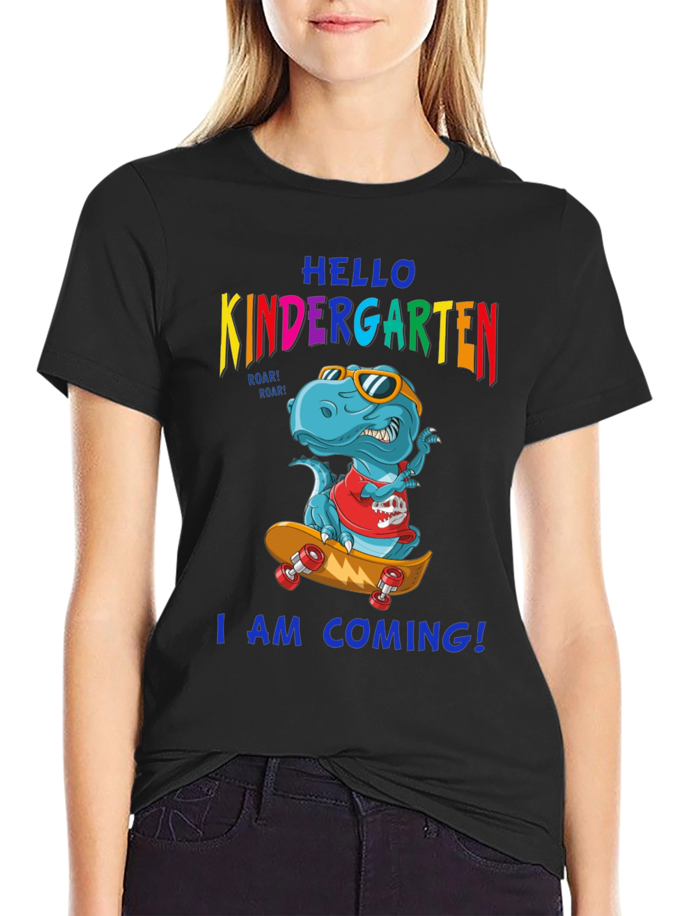 Black Kindergarten Dinosaur T-Shirt view 2