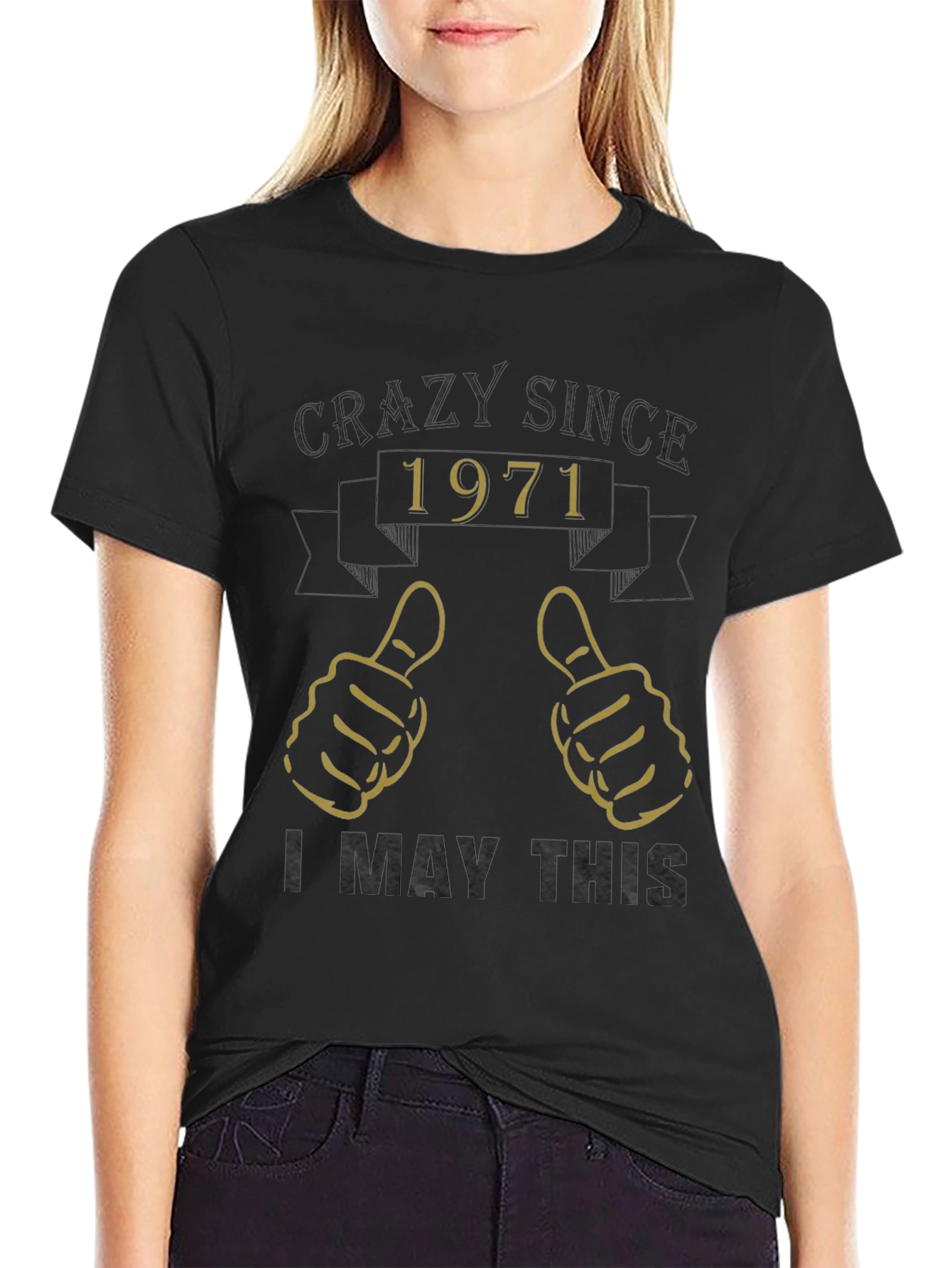 Black Crazy Since 1971 Graphic T-Shirt view 2