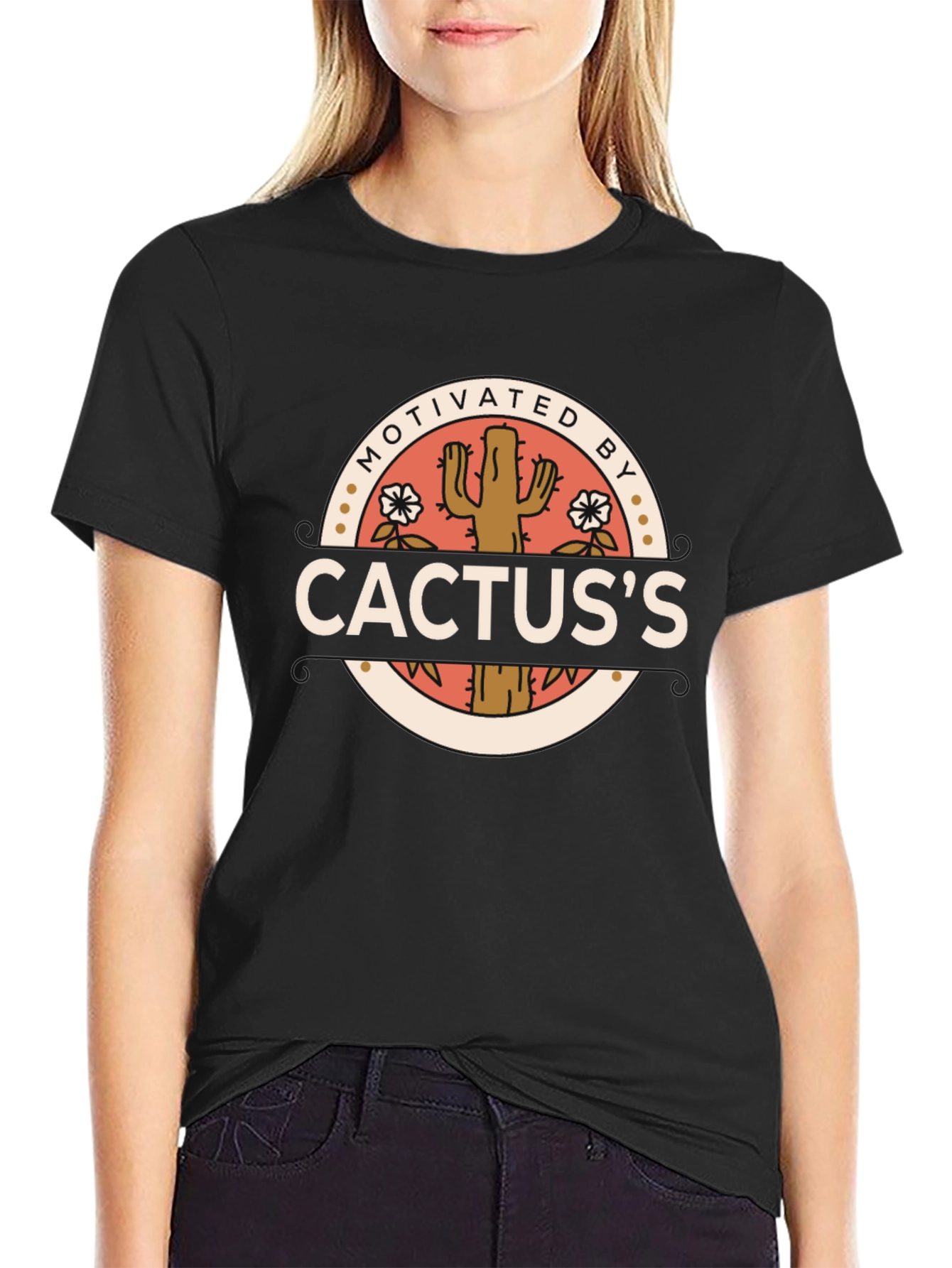Black Motivated By Cactus Graphic Tee - Black view 2