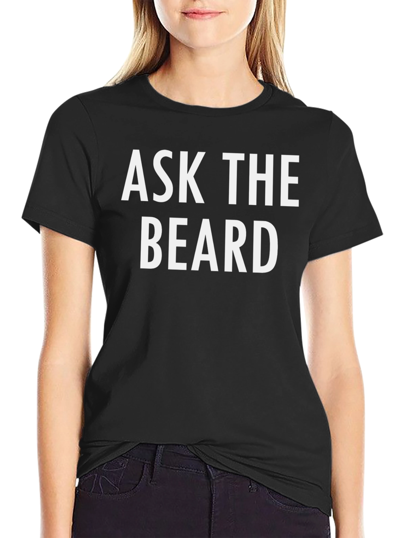 Black Ask The Beard Graphic T-Shirt - Black view 2