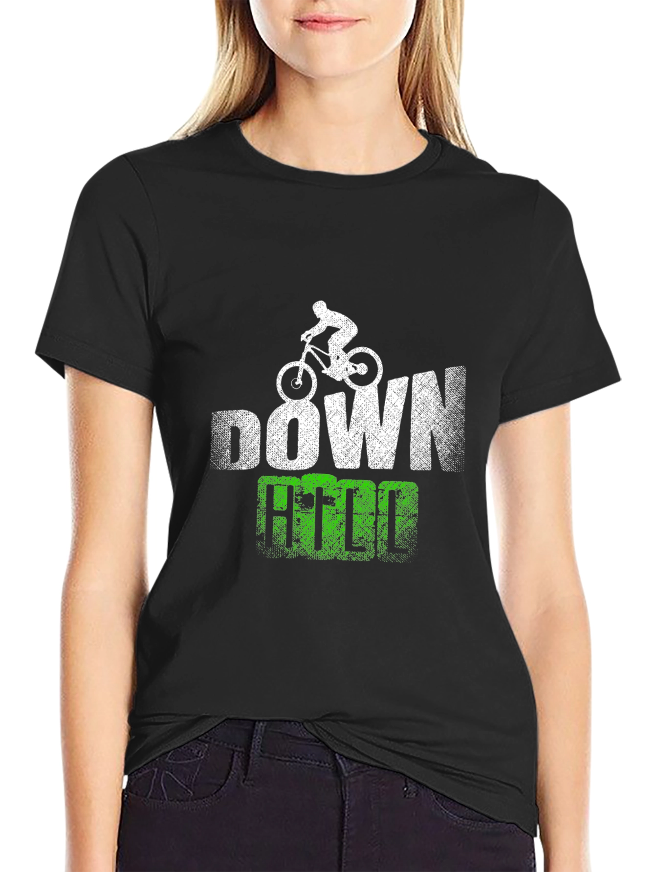 Black Downhill Mountain Bike T-Shirt Black view 2