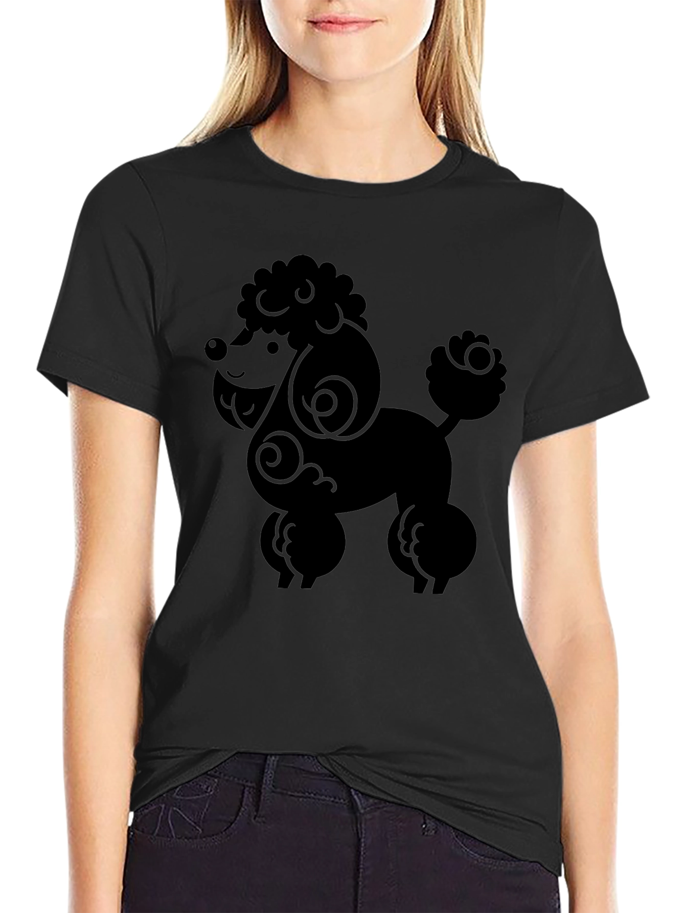 Black Poodle Graphic Tee - Stylish Black Dog Lover Shirt view 2