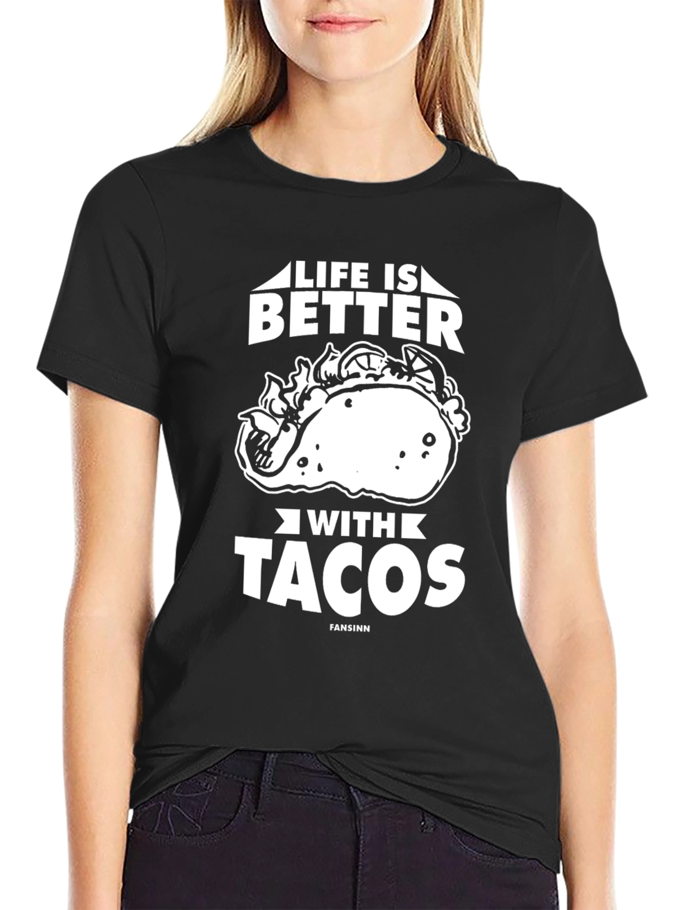 Black Life Is Better With Tacos T-Shirt view 2