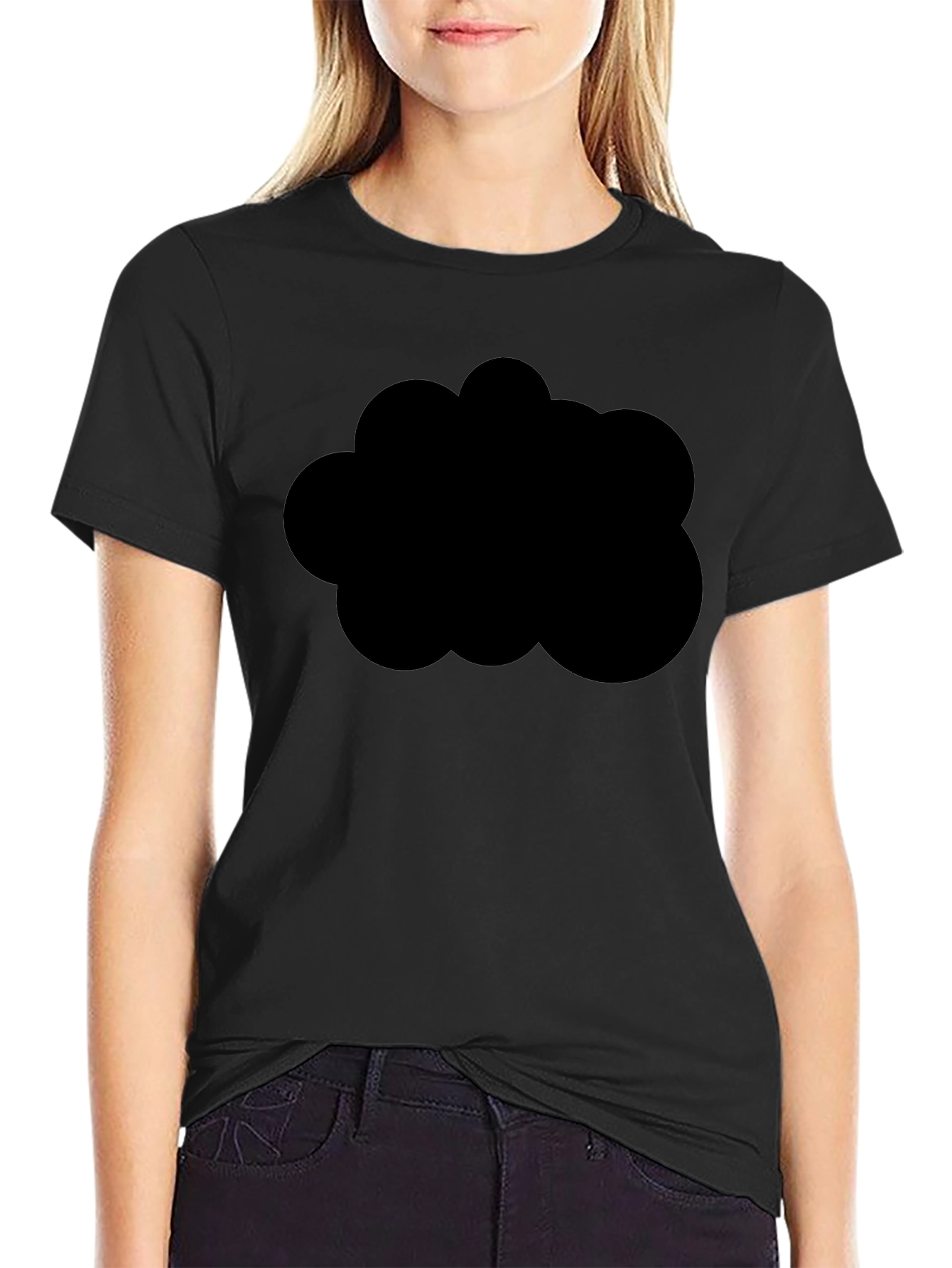Black Black Graphic Tee - Abstract Cloud Design view 2