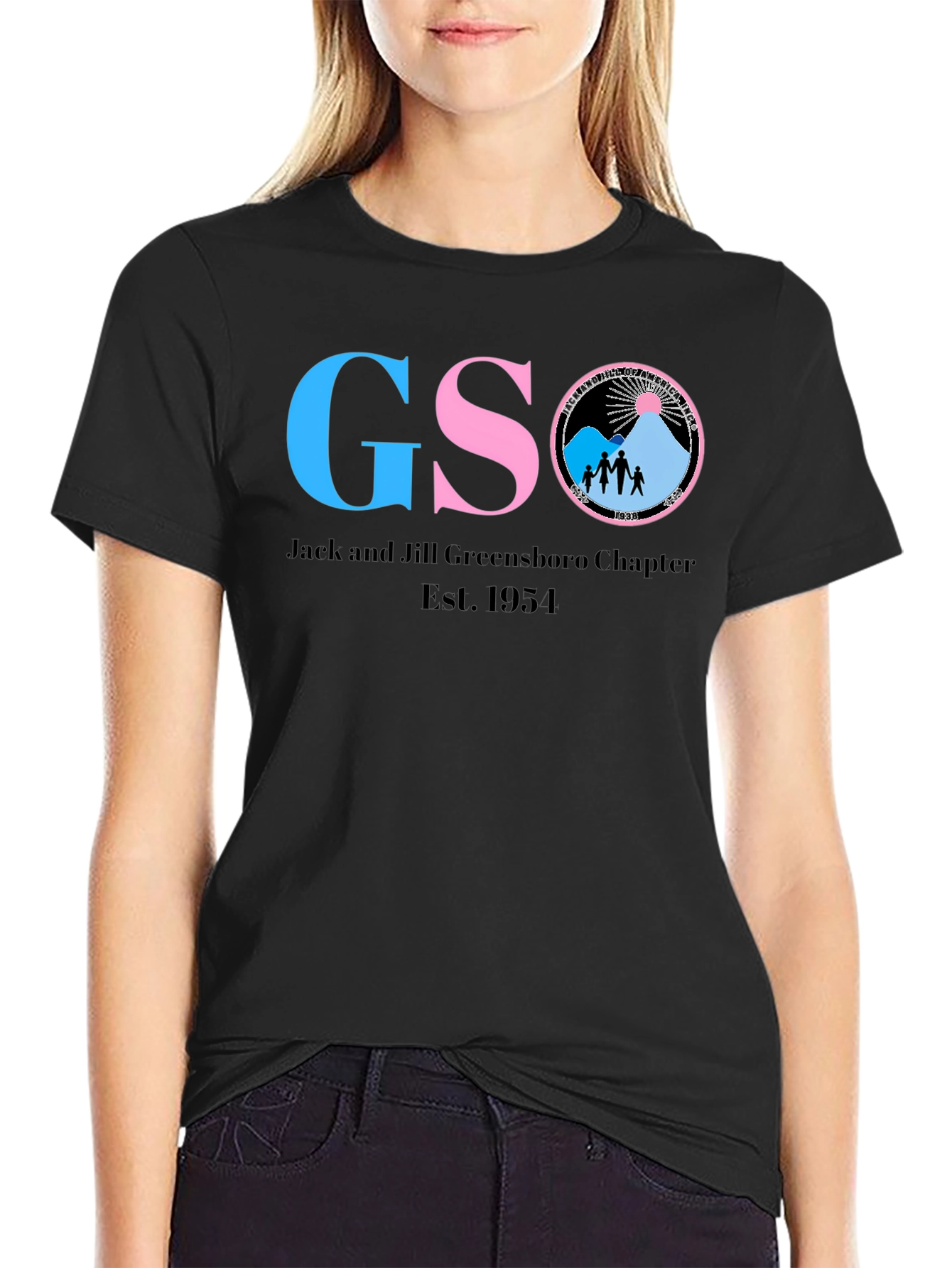 Black GSO Jack and Jill Greensboro Chapter T-Shirt view 2