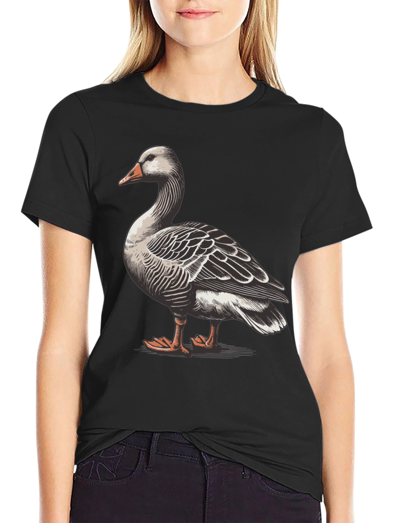 Black Goose Graphic T-Shirt - Black Casual Tee view 2