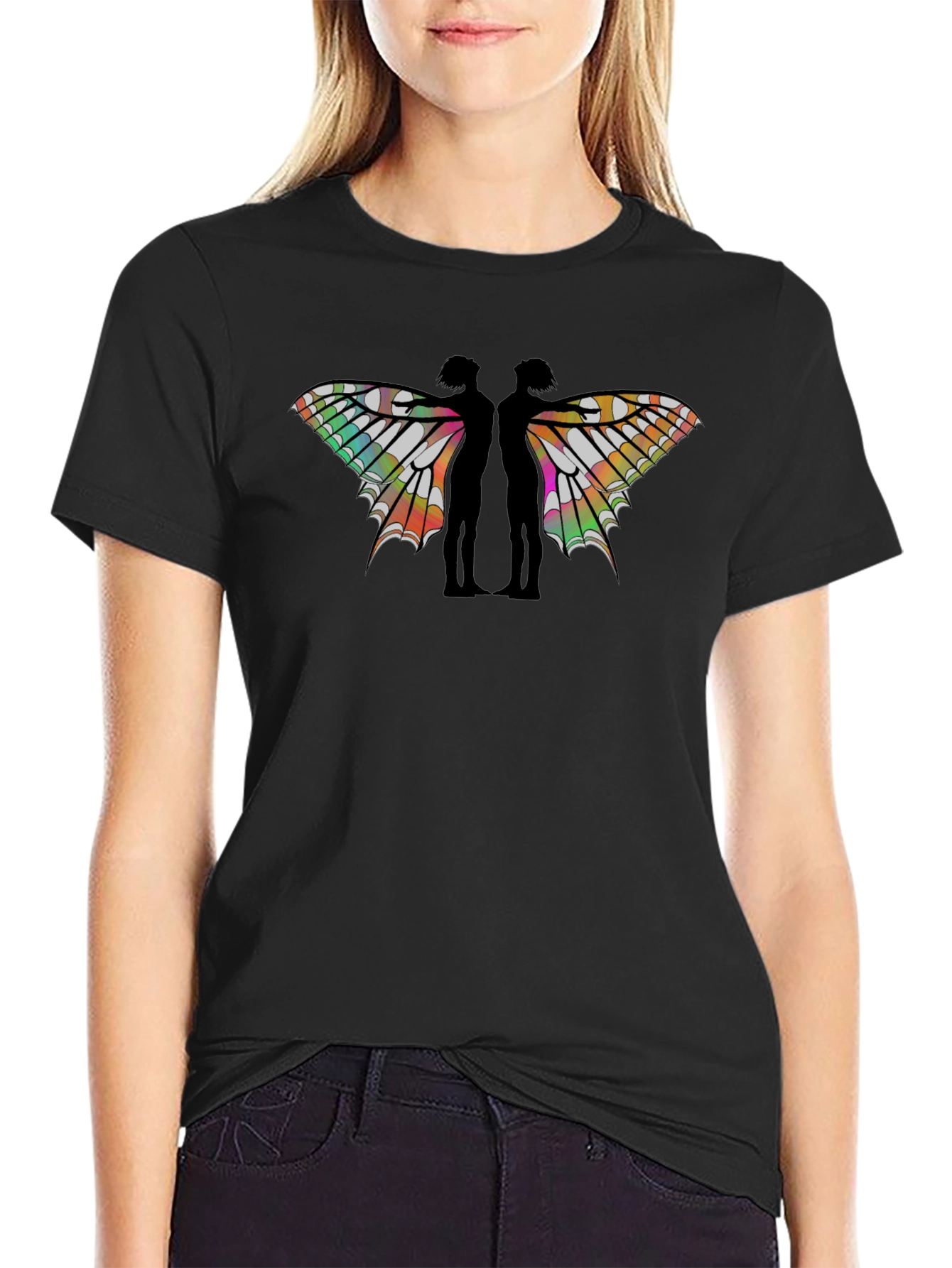 Black Abstract Butterfly Tee view 2