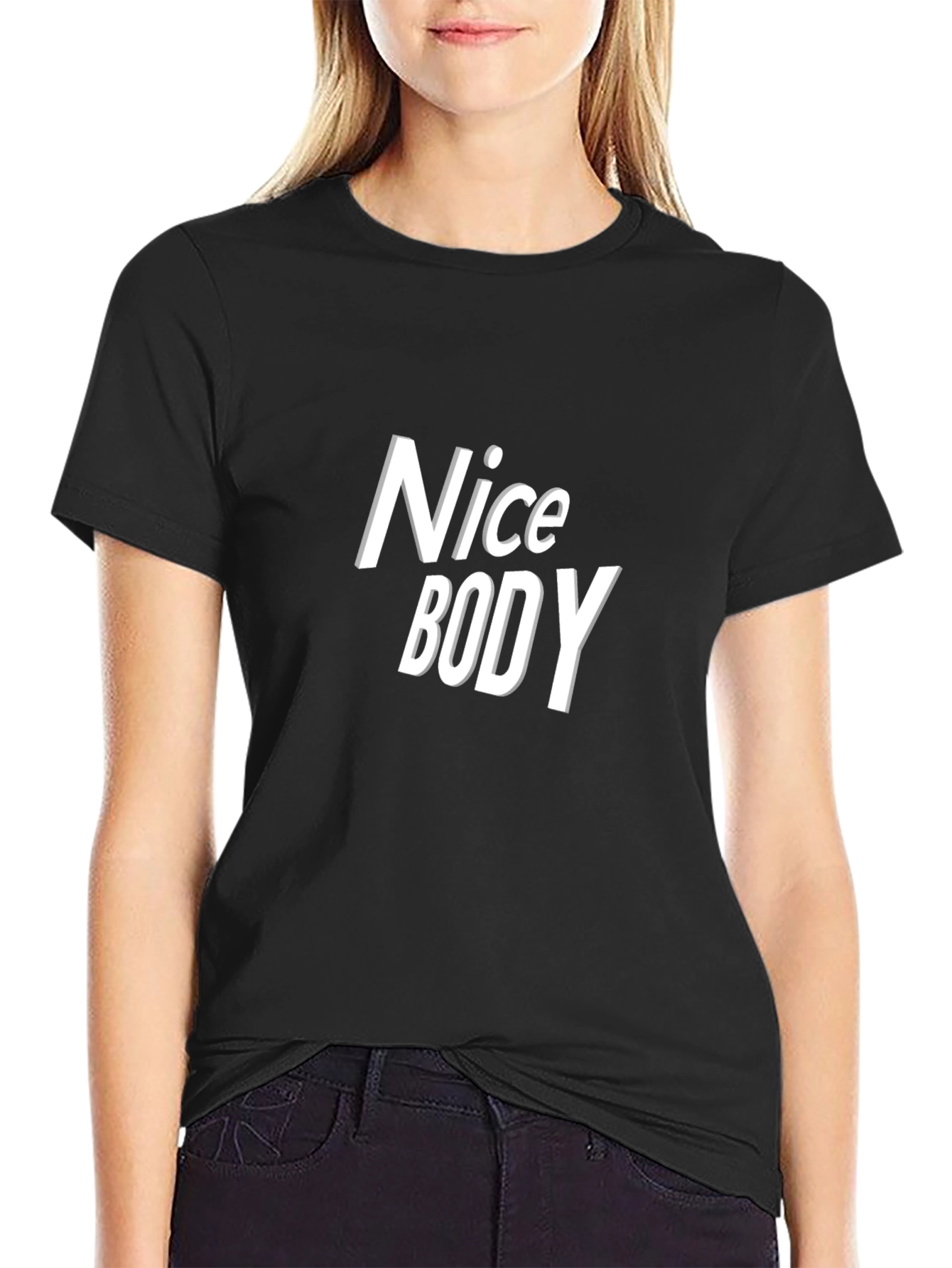 Black Nice Body Graphic Tee - Trendy T-Shirt view 2