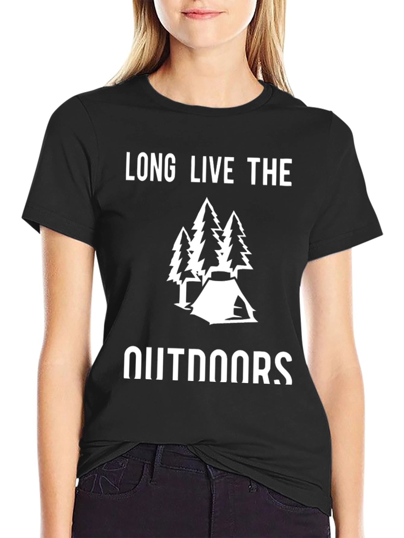 Black Long Live the Outdoors Camping T-Shirt view 2