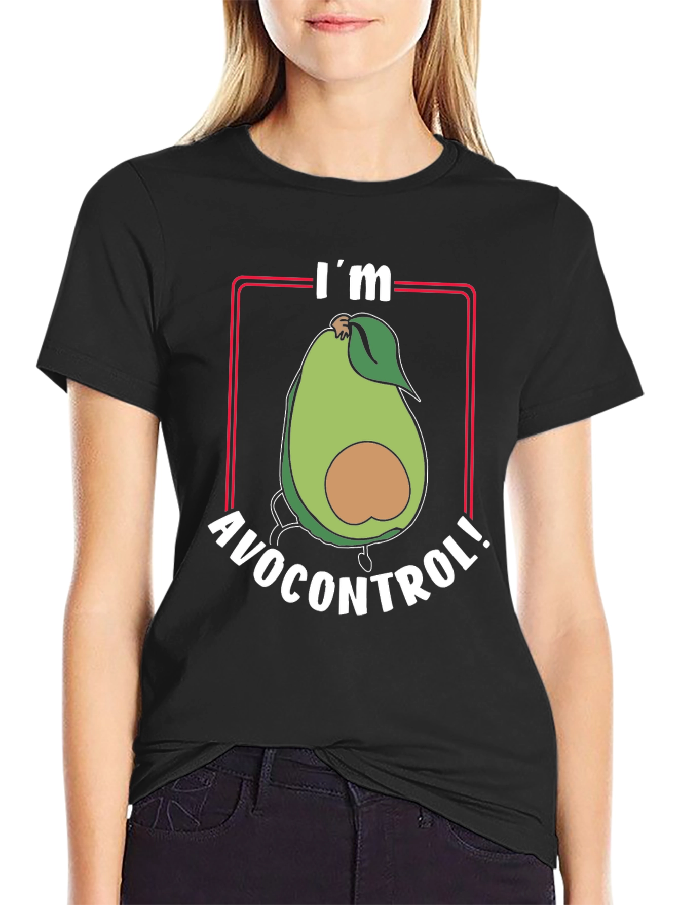 Black I'm Avocontrol T-Shirt - Funny Avocado Pun Tee view 2