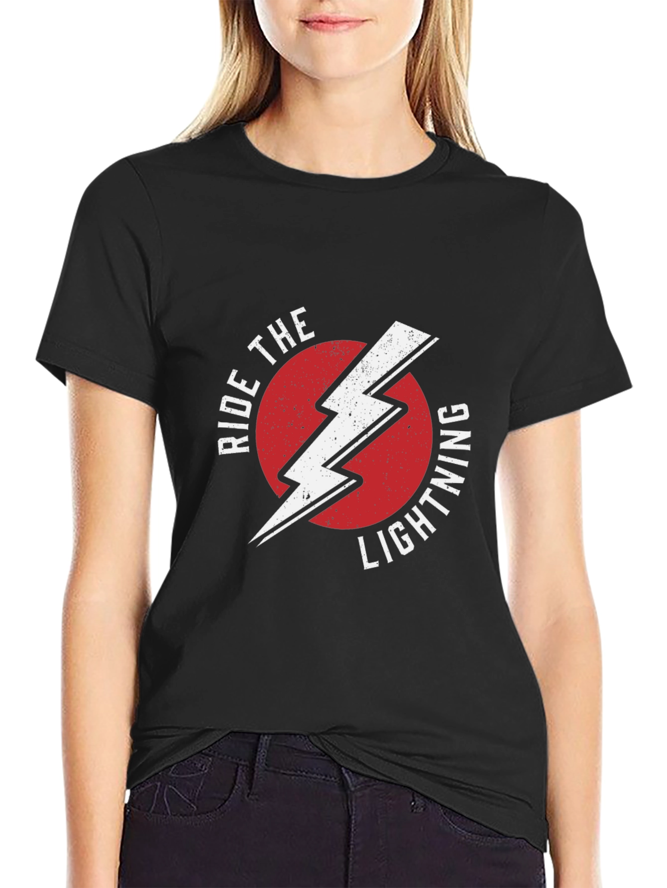 Black Ride The Lightning Graphic Tee - Black Cotton T-Shirt view 2