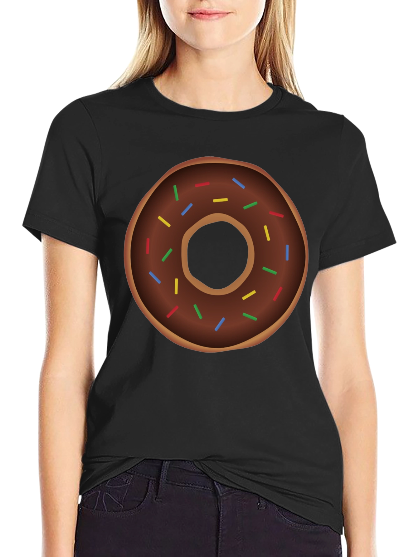 Black Novelty Donut Graphic T-Shirt - Casual & Fun! view 2