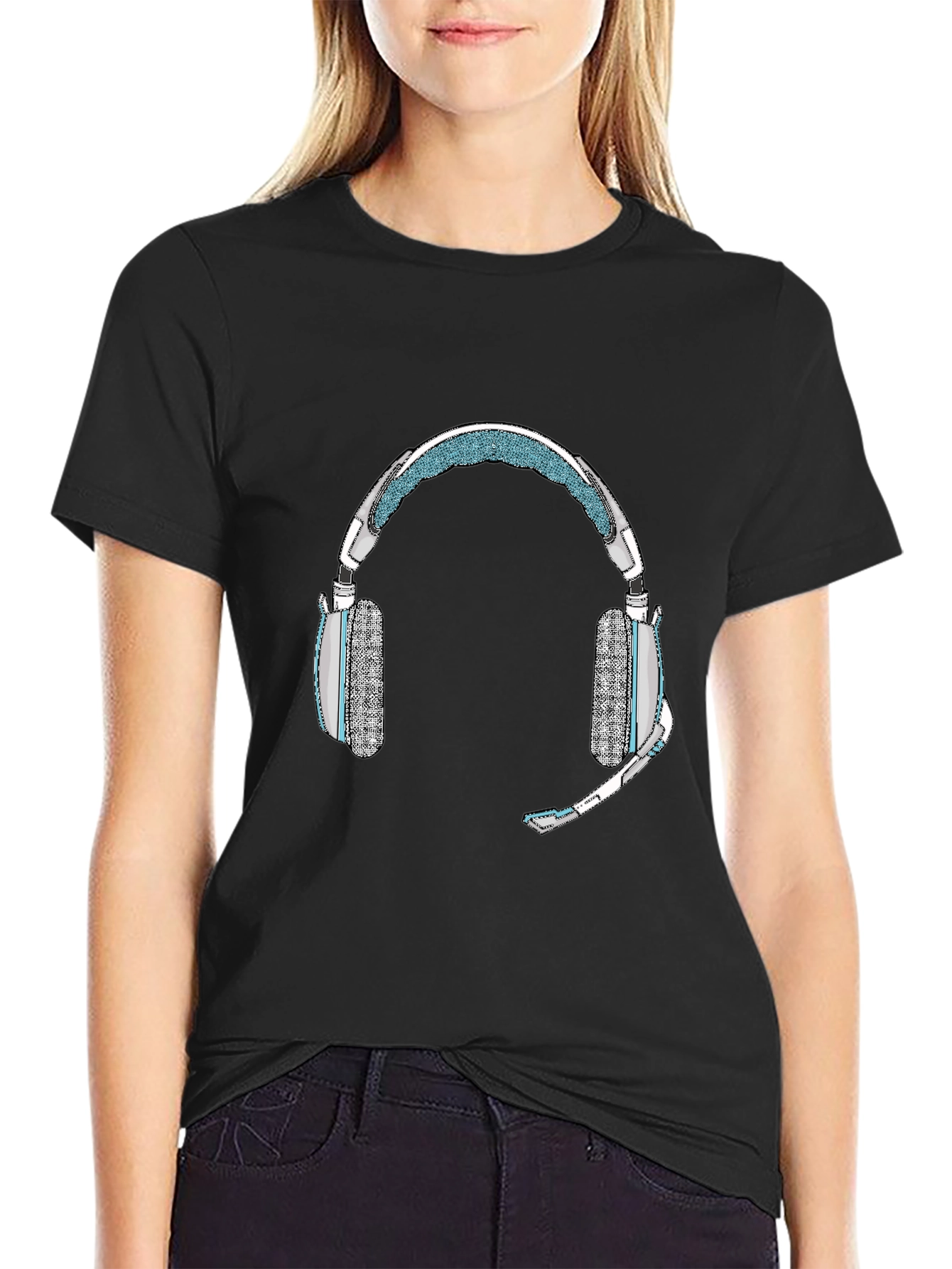 Black Gaming Headset T-Shirt - Gamer Style view 2