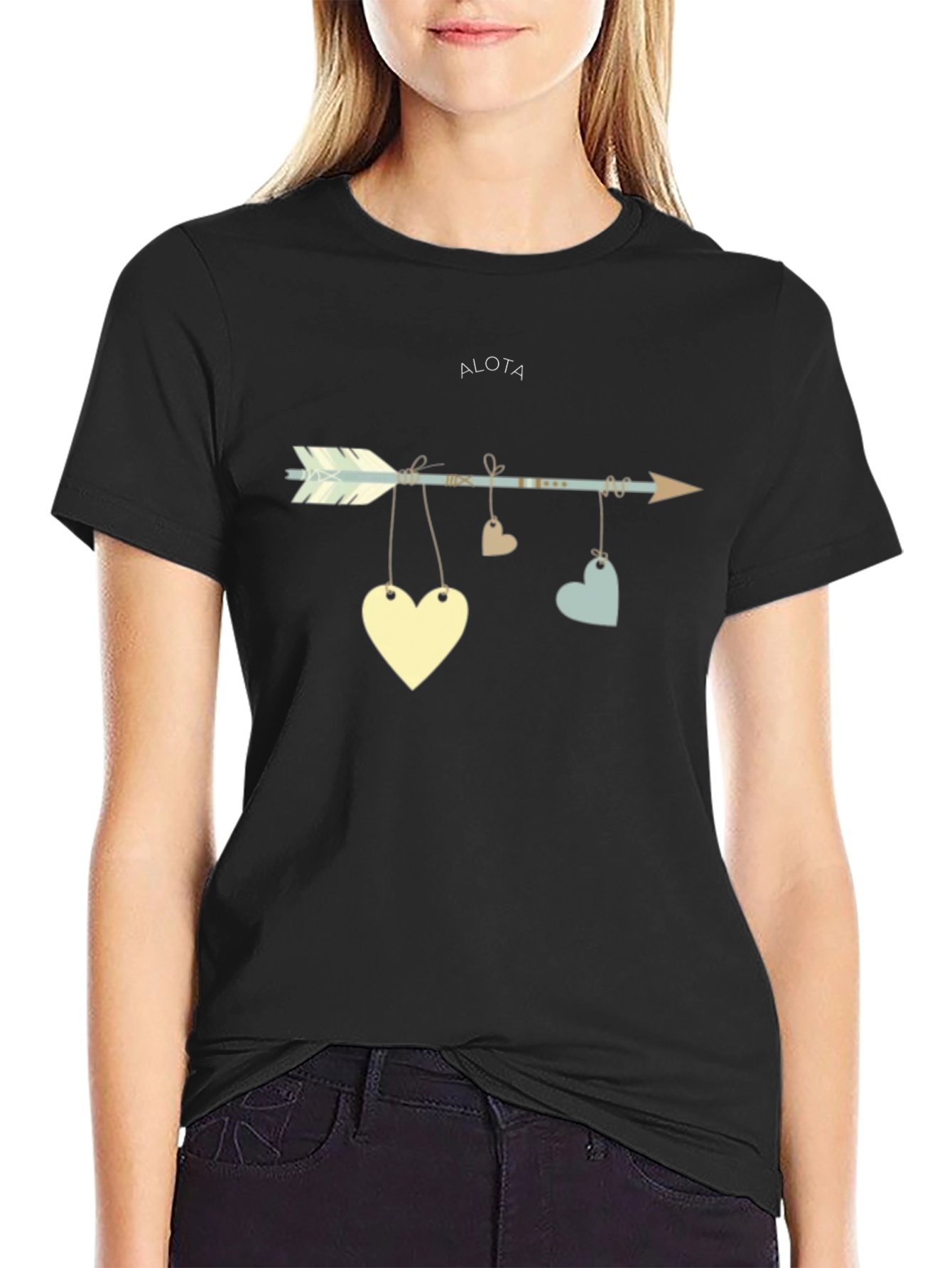 Black Arrow Heart Graphic Tee view 2