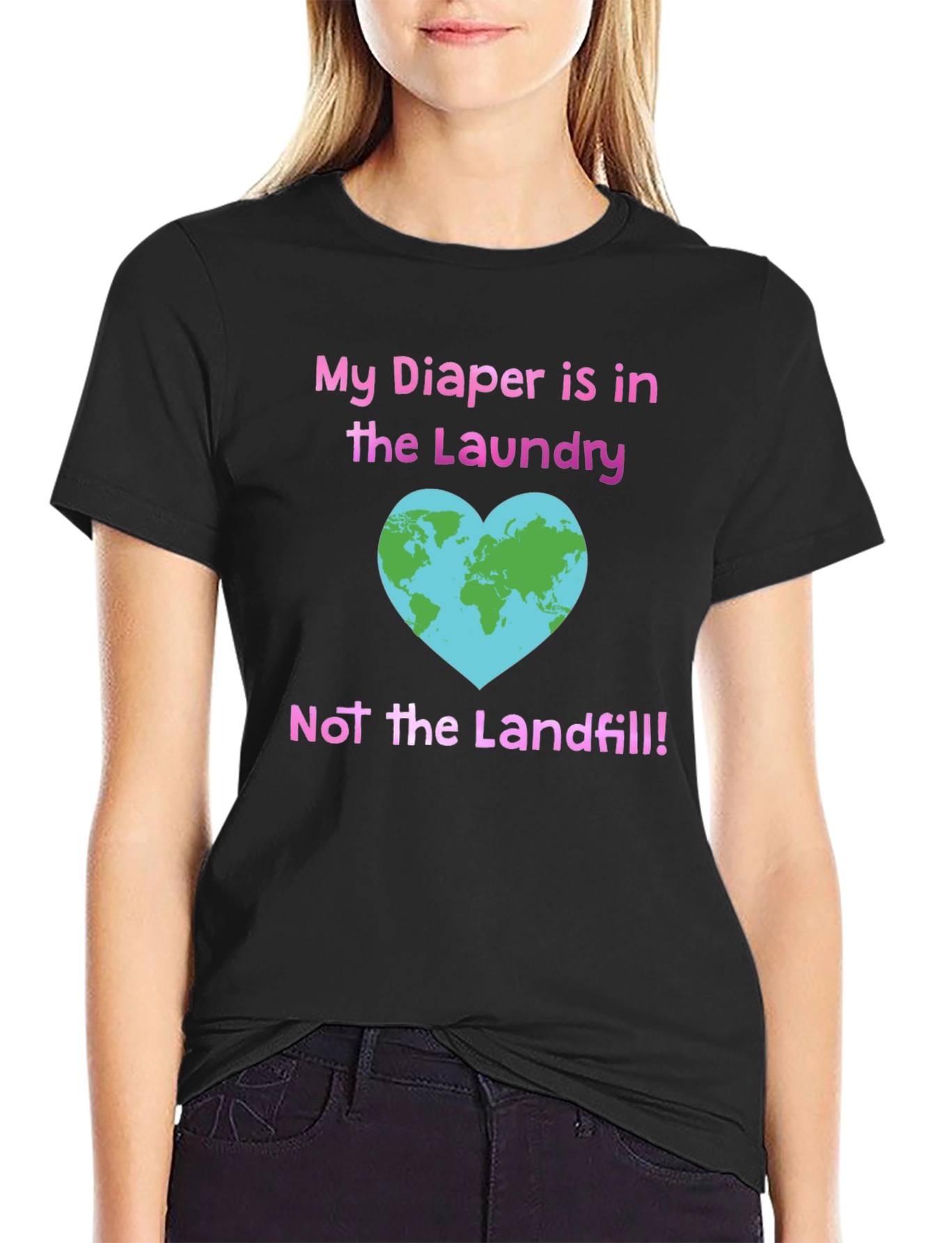 Black Eco-Friendly Diaper Laundry T-Shirt view 2