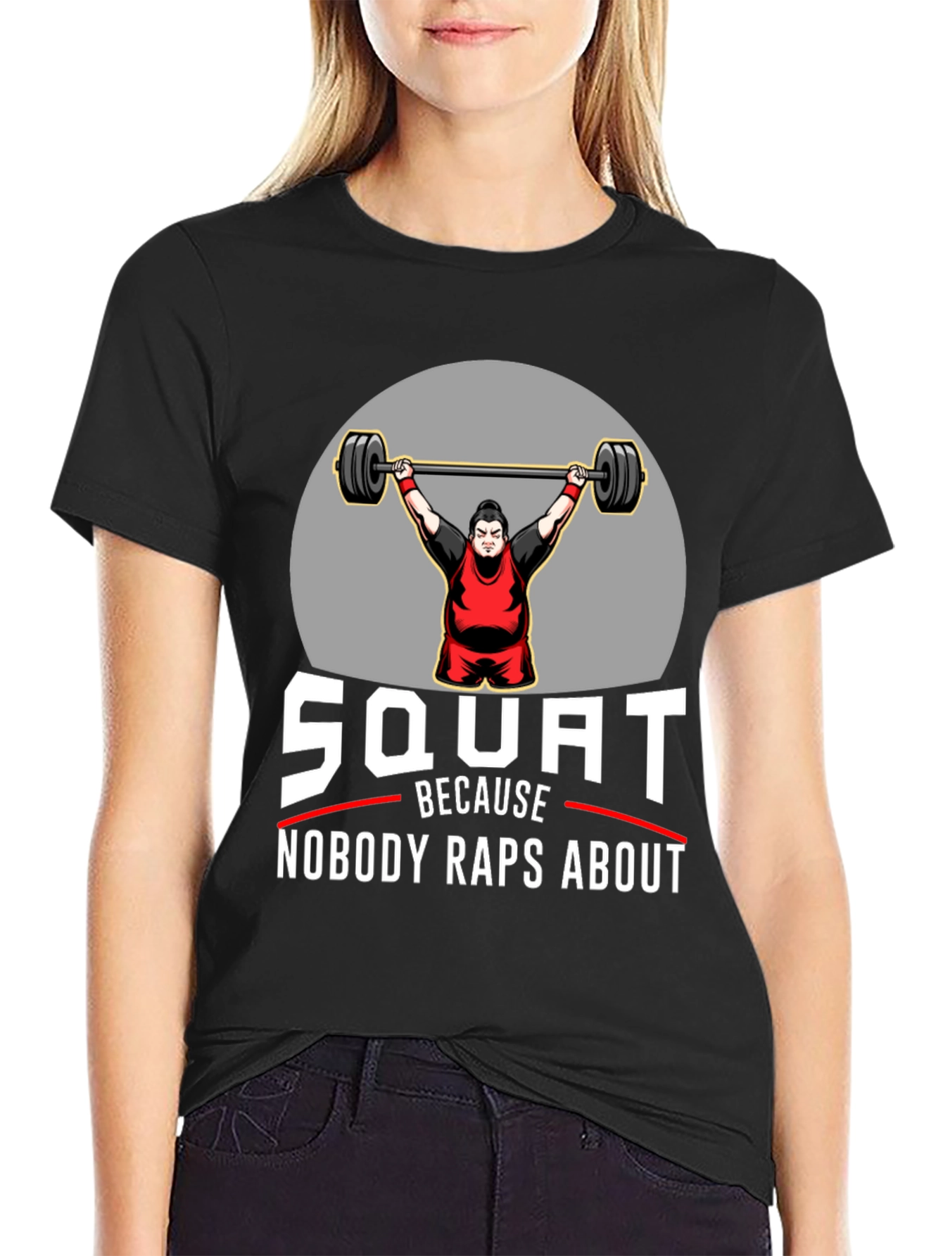 Black Squat Nobody Raps About Black Graphic T-Shirt view 2
