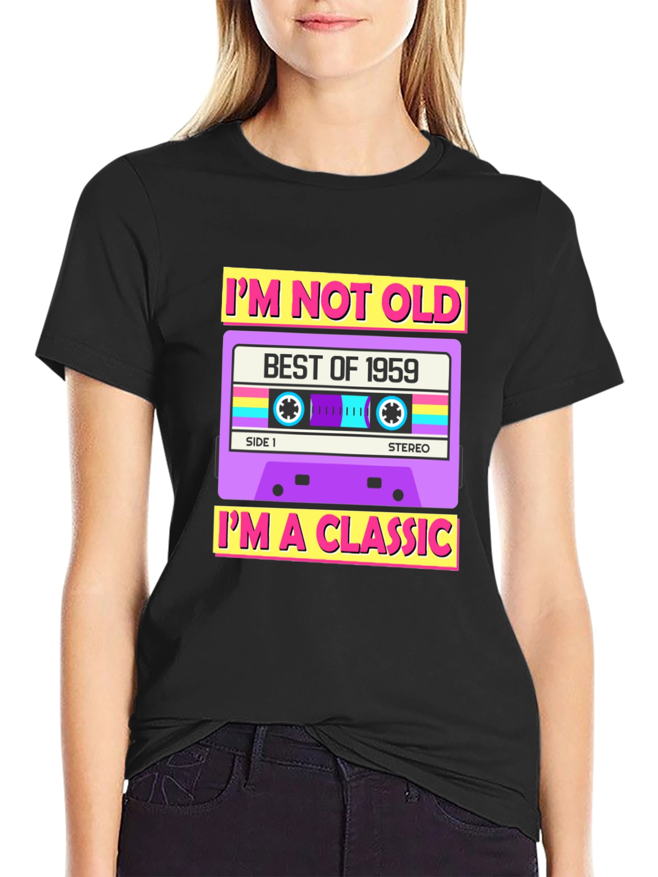Black I'm Not Old I'm A Classic 1959 Cassette Tape T-Shirt view 2