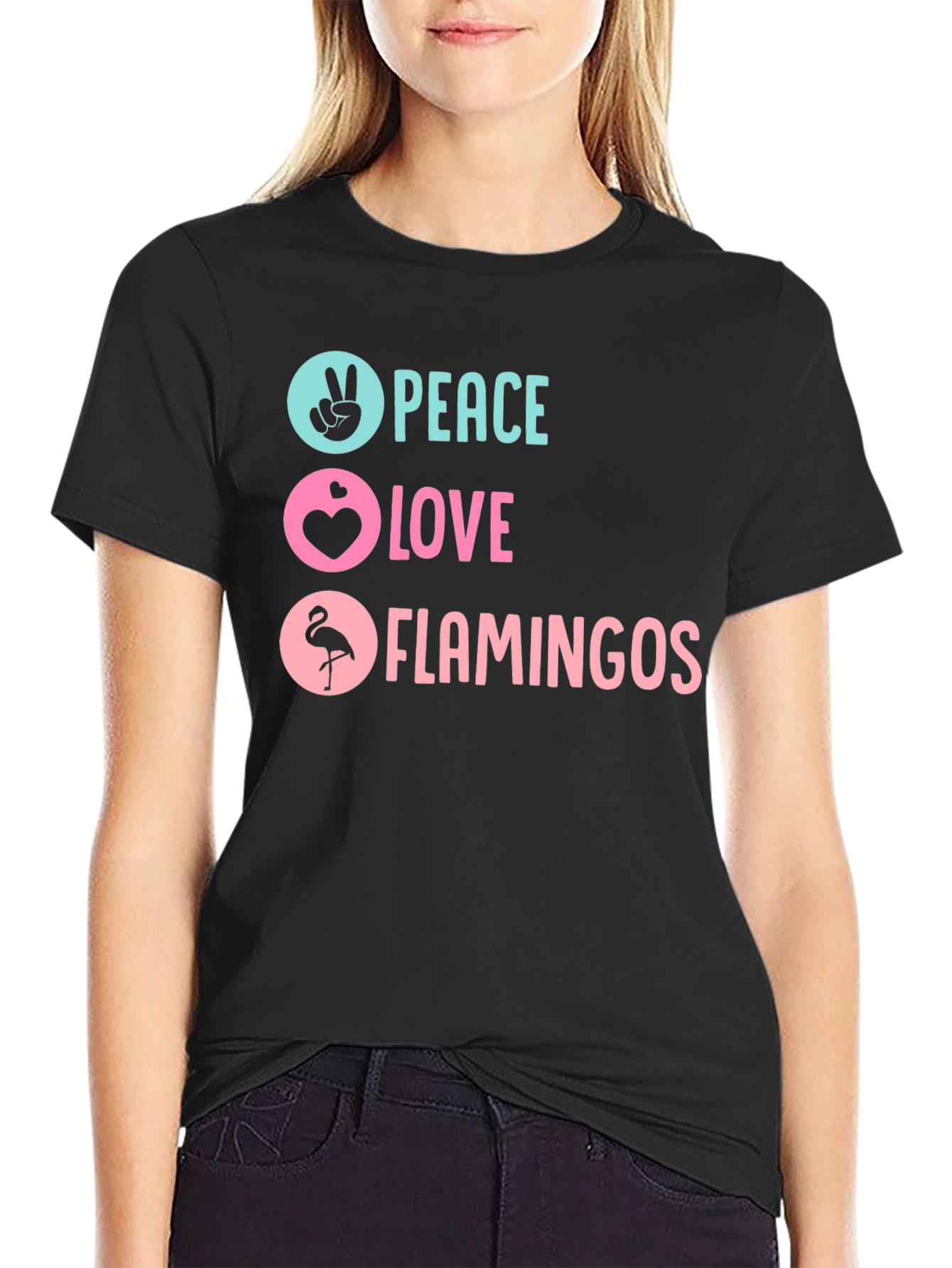 Peace Love Flamingos Graphic T-Shirt - 2